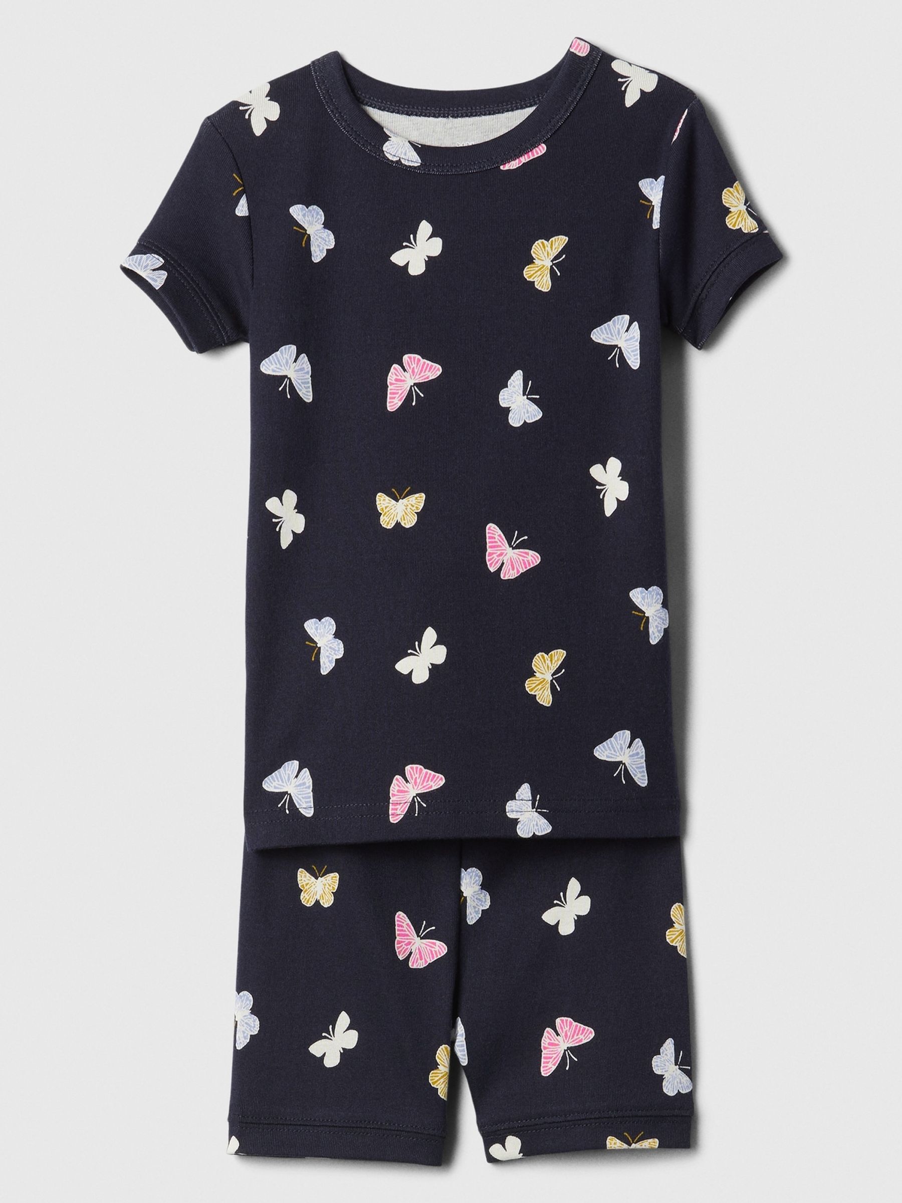 Navy Blue Butterfly Cotton Short Pyjama Set (6mths-5yrs) - Image 1 of 1