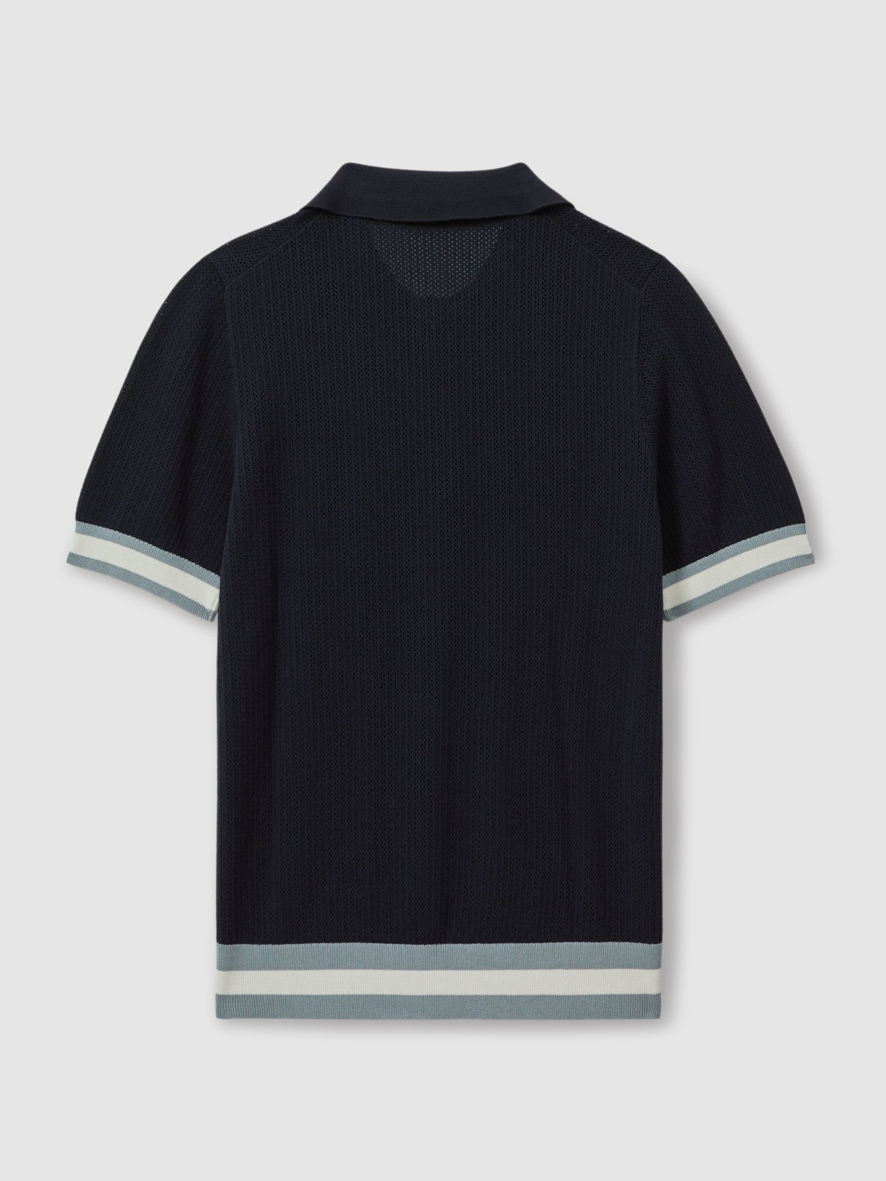 Reiss | Ché Knitted Half-Button Polo Shirt in Navy - Image 3 of 5