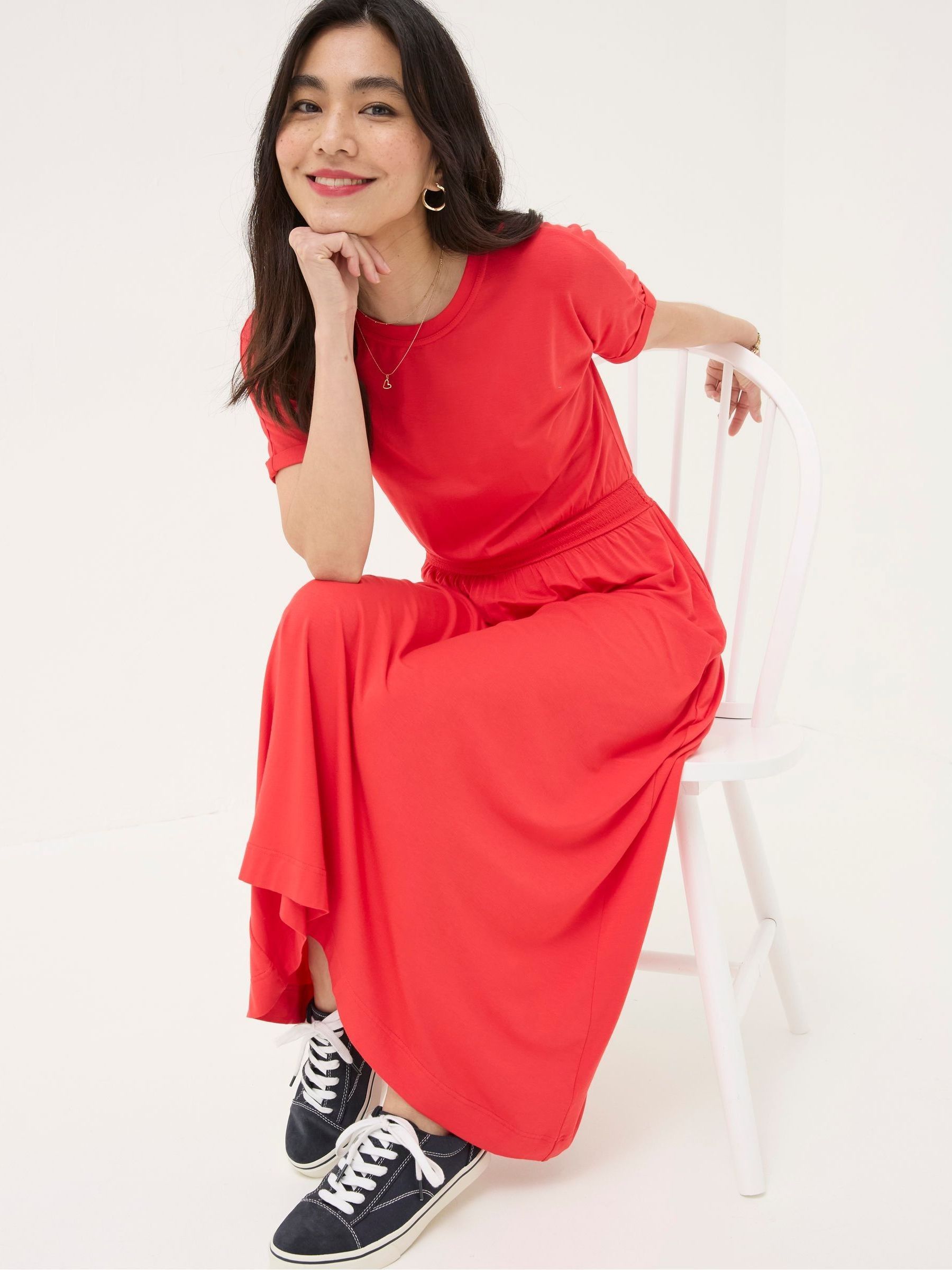 Red Midi Jersey Dress - Image 3 of 5