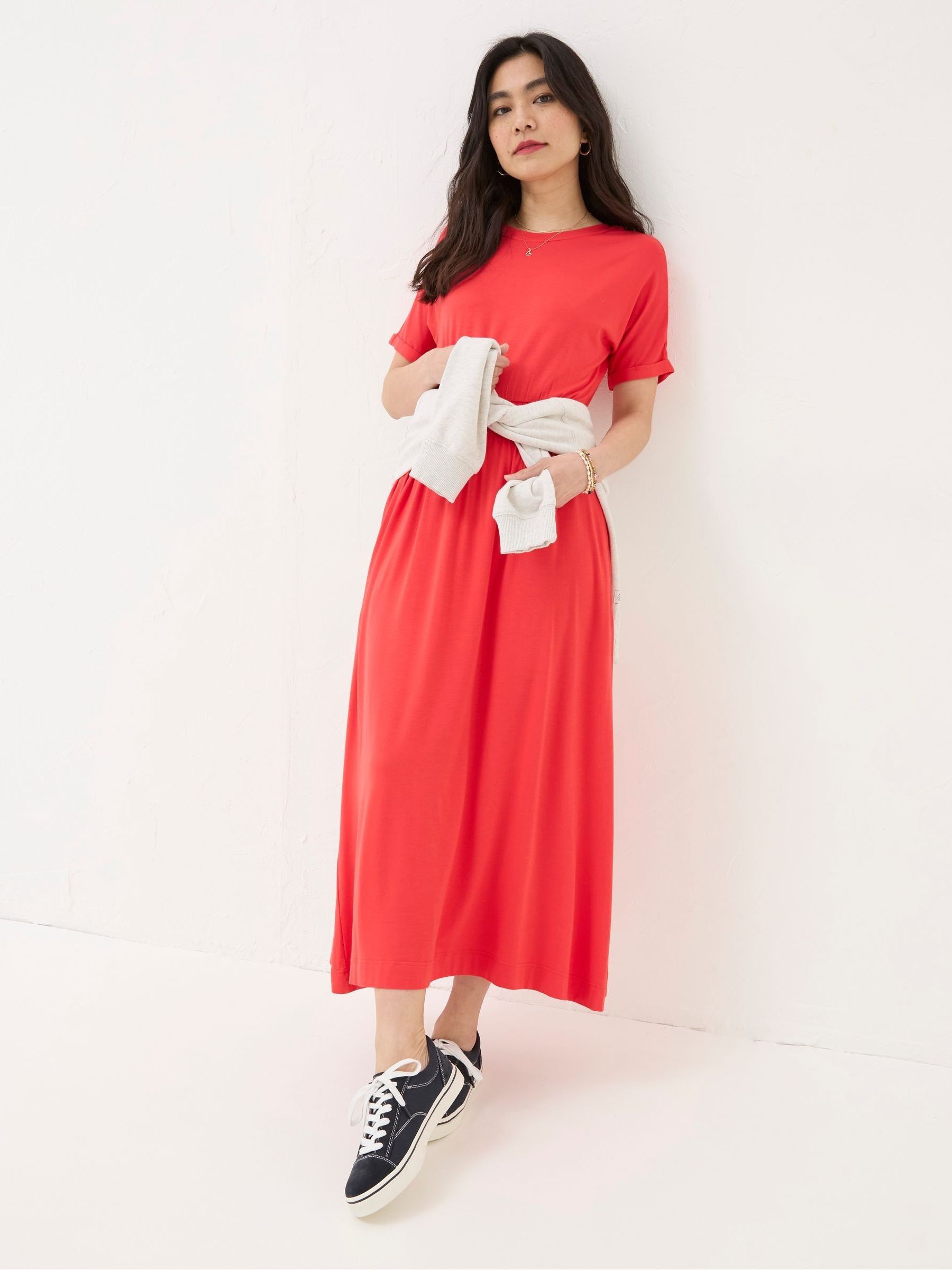 Red Midi Jersey Dress - Image 4 of 5