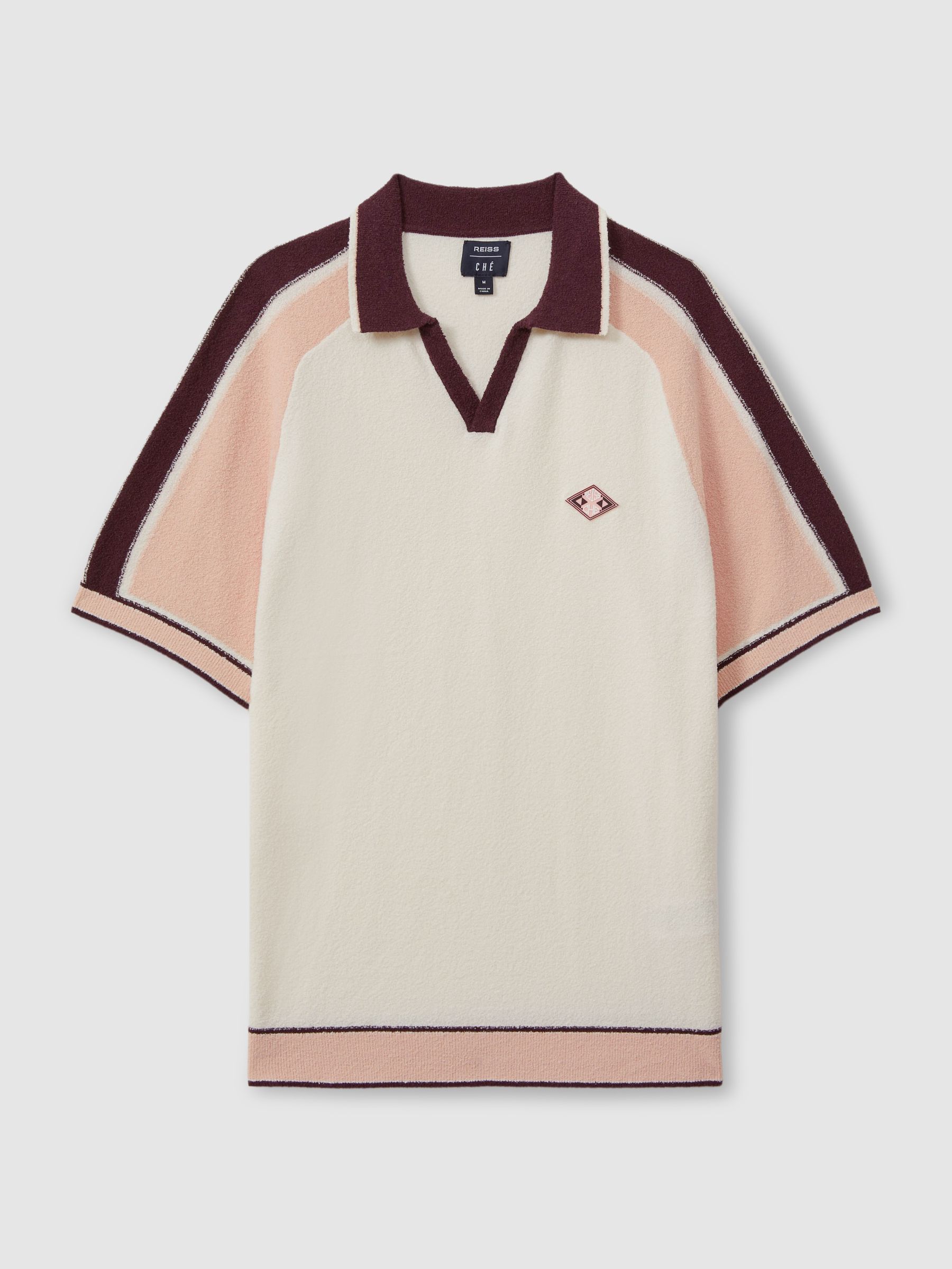 Tonka Pink Multi Ché Towelling Open-Collar Shirt - Image 2 of 6 Tonka Pink Multi Ché Towelling Open-Collar Shirt - Image 2 of 6