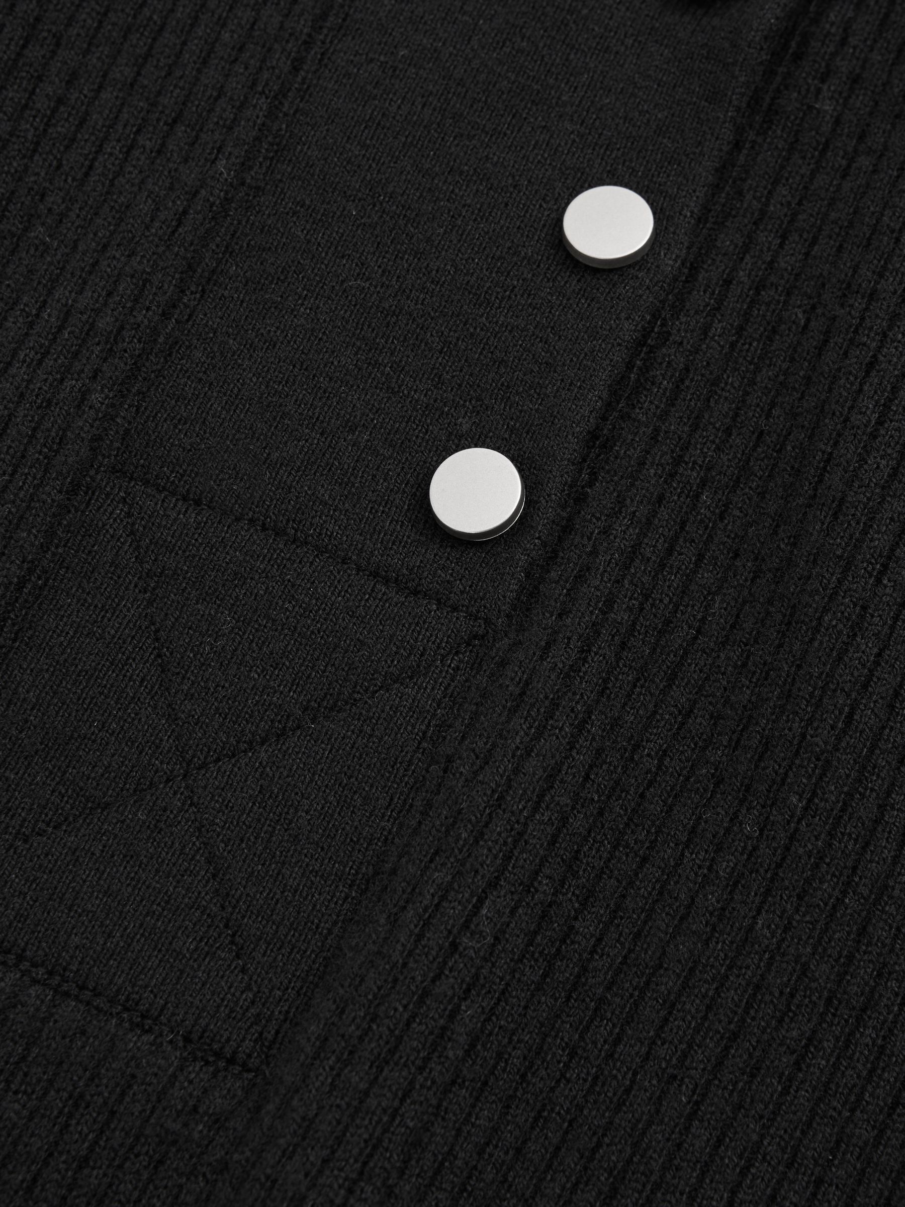 Wool Blend Button Detail Top in Black - Image 6 of 6
