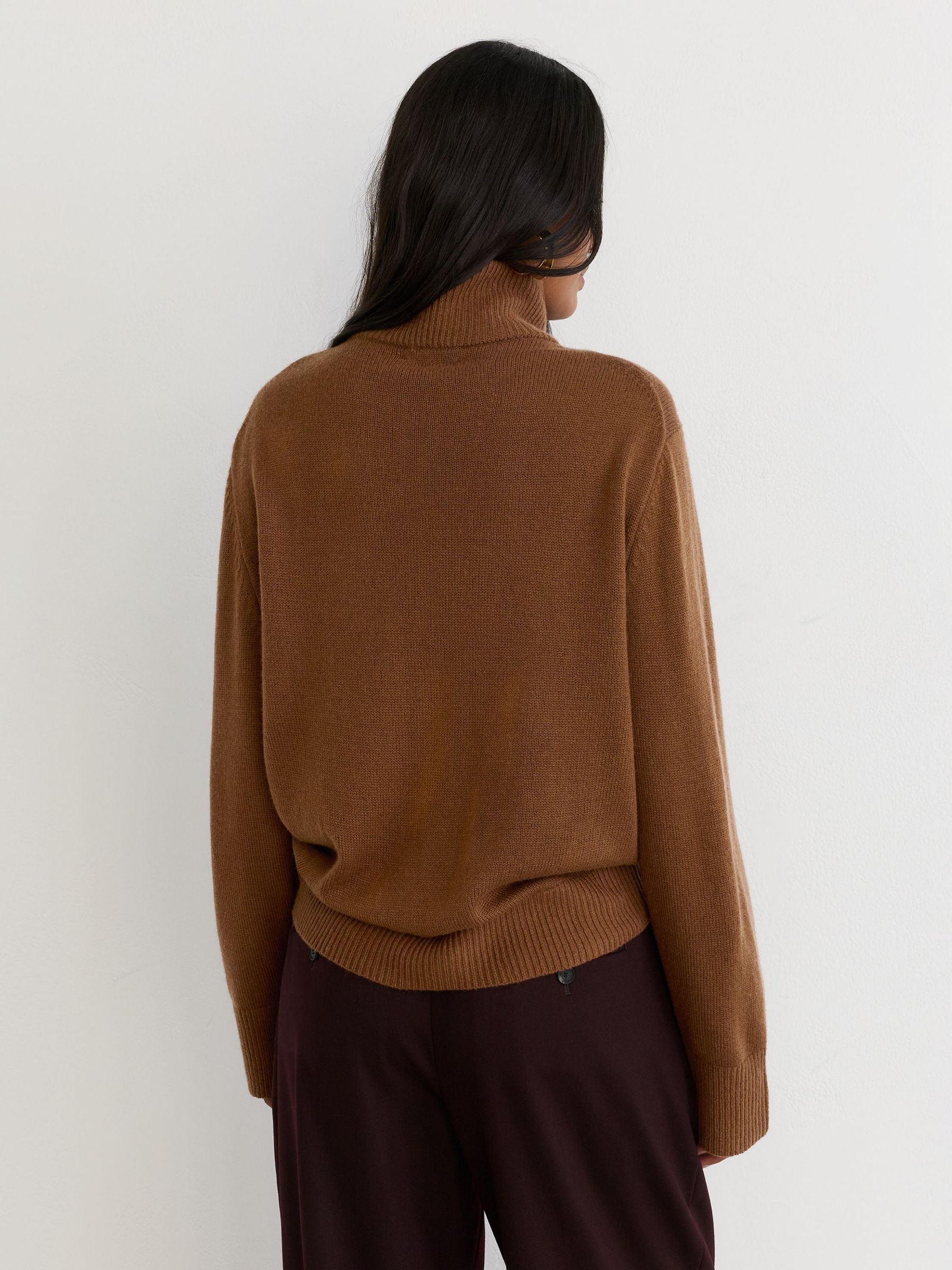 Wool-Cashmere Half-Zip Jumper in Tan Brown - Image 5 of 6