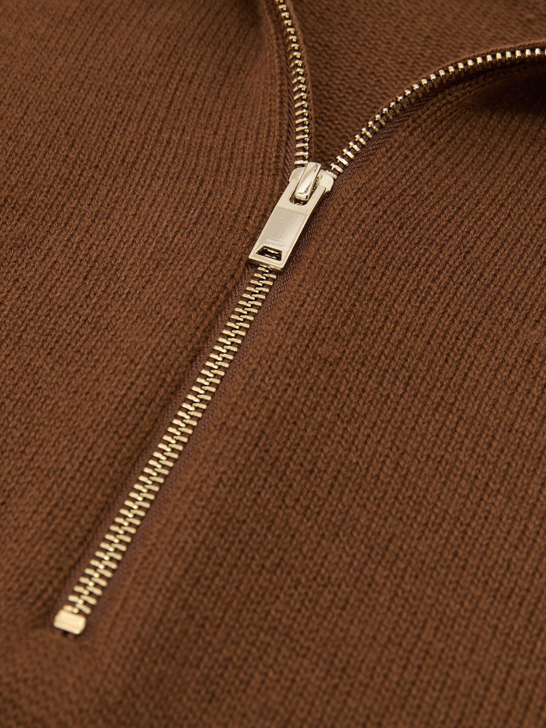 Wool-Cashmere Half-Zip Jumper in Tan Brown - Image 6 of 6