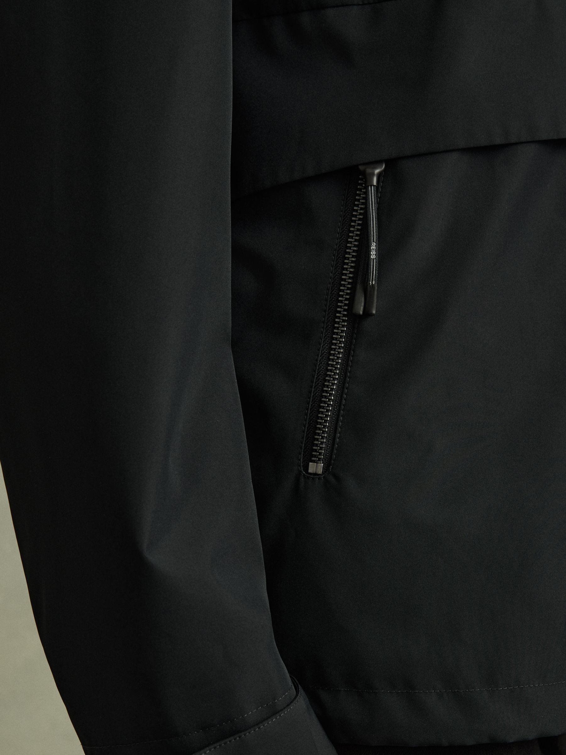 Earlsfield Navy Drawstring Hem Technical Hooded Jacket - Image 3 of 6