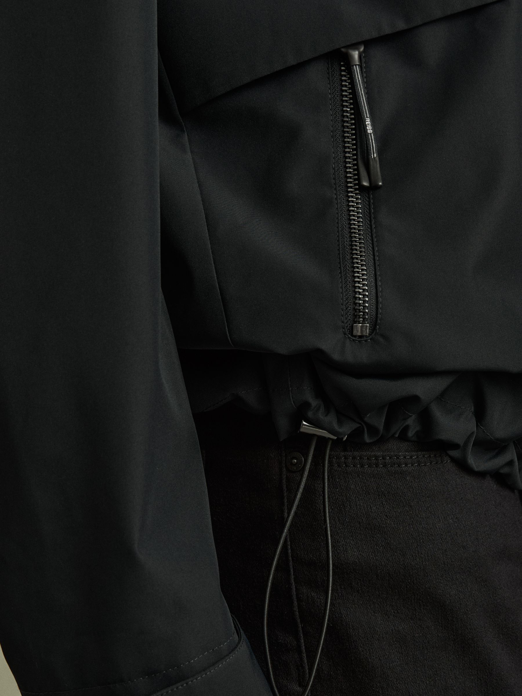 Earlsfield Navy Drawstring Hem Technical Hooded Jacket - Image 5 of 6