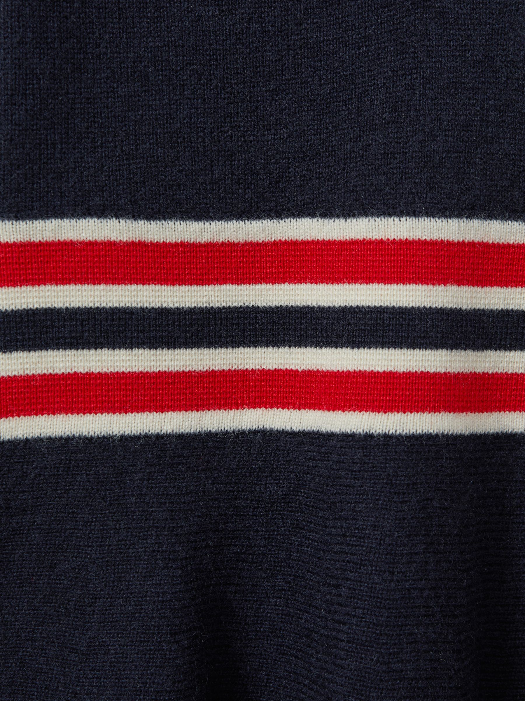 9-13 yrs Knitted Button-Through Funnel Neck Skater Dress in Navy - Image 4 of 4