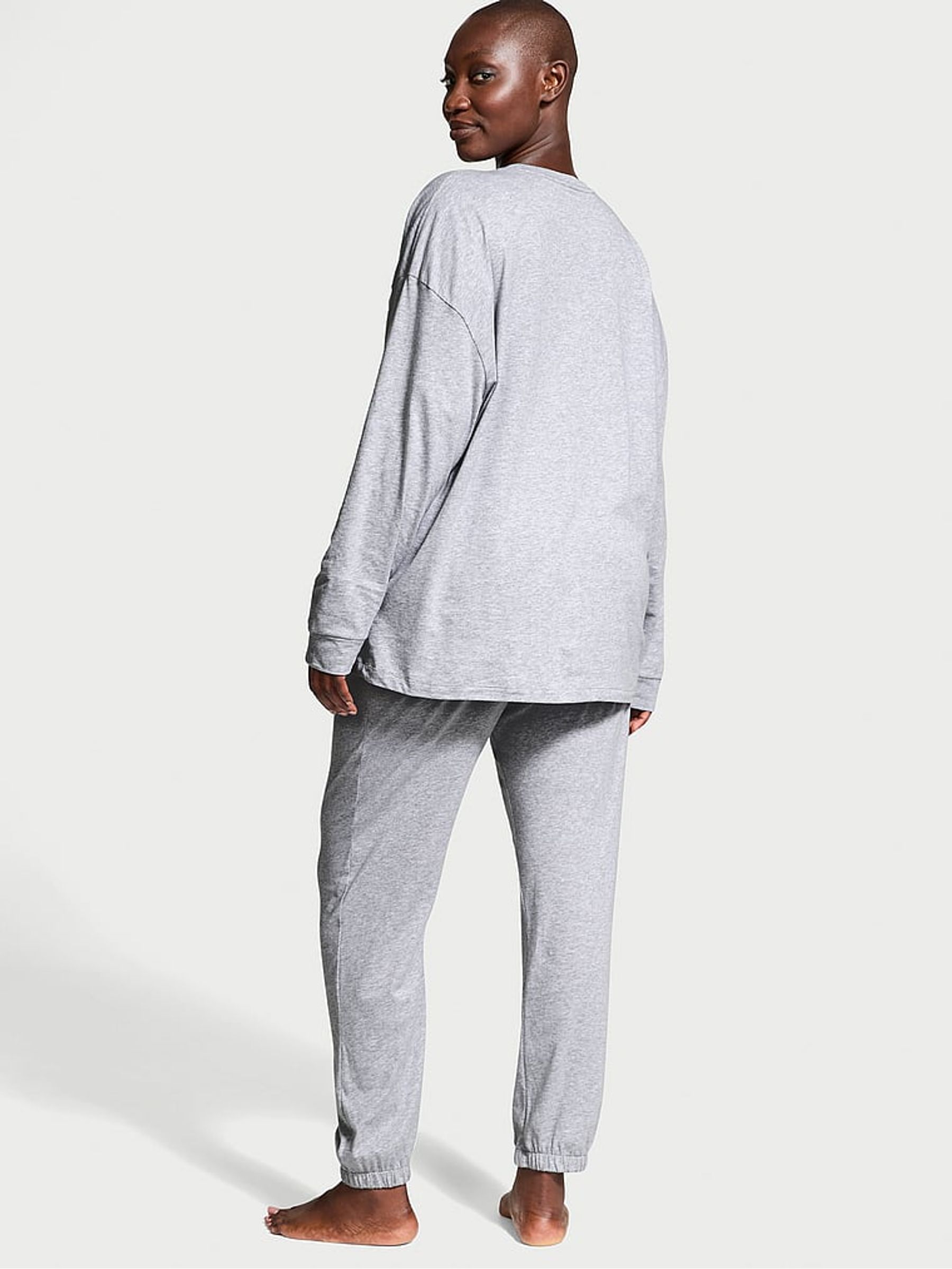 Grey Heather Cotton Long Pyjama Set - Image 2 of 3