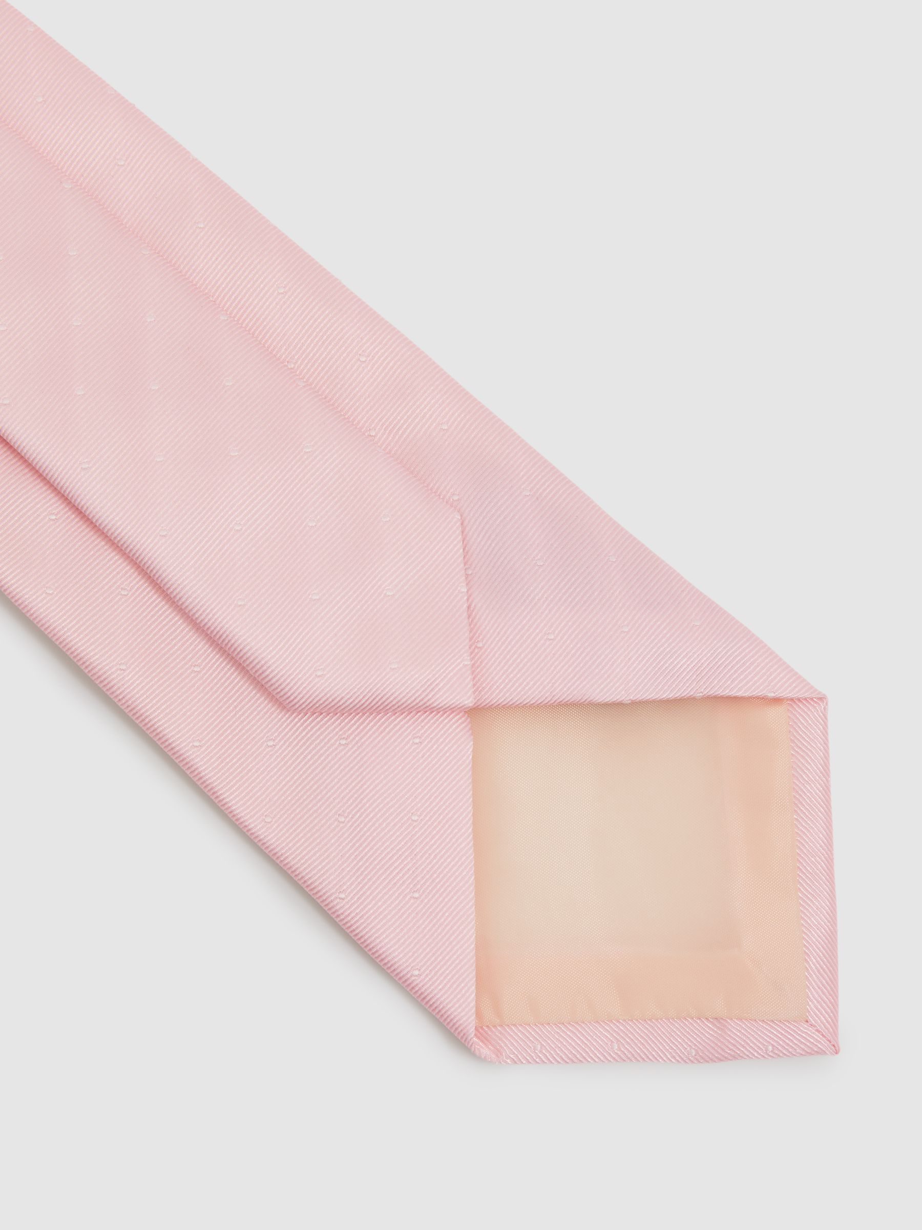 Polka Dot Silk Tie in Light Pink - Image 4 of 5