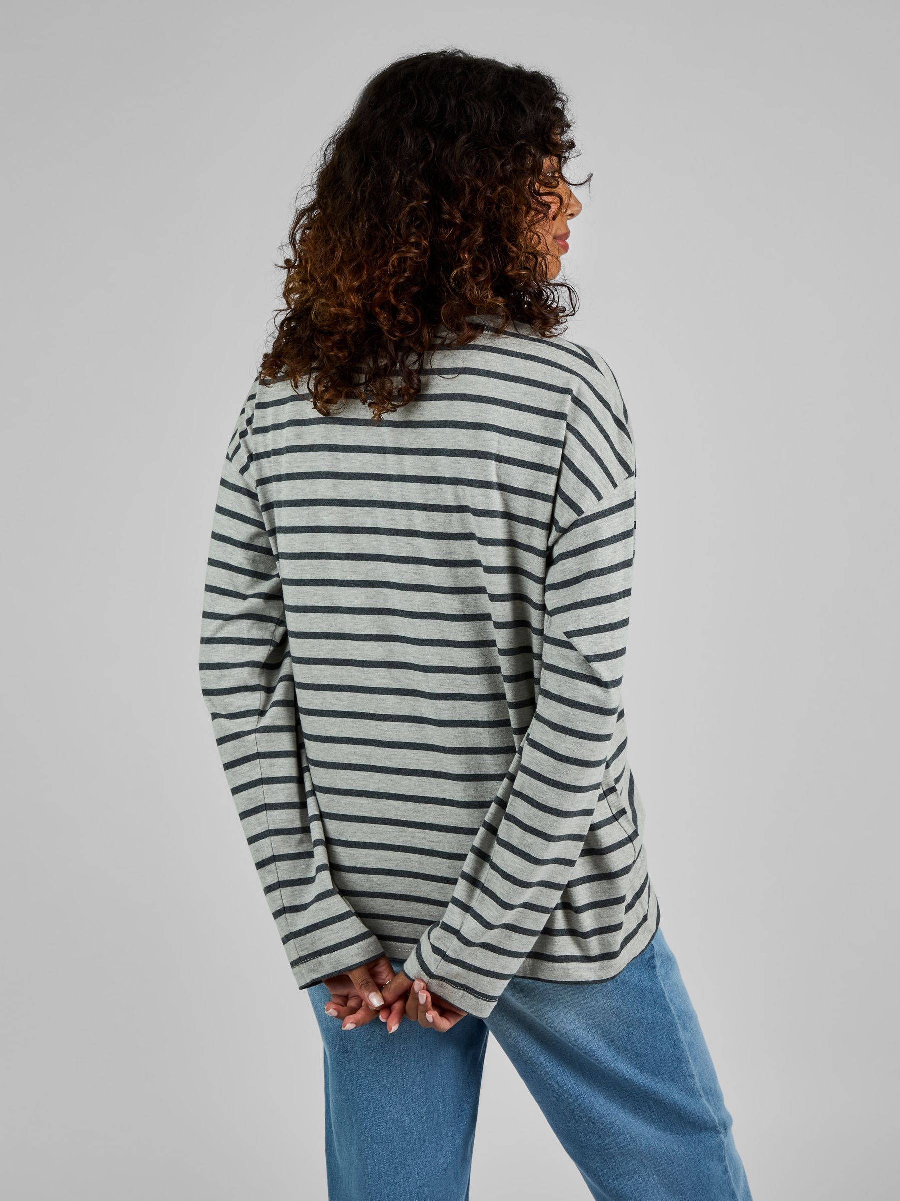 Grey Stripe Long Sleeve Boyfriend Maternity T-Shirt - Image 2 of 4