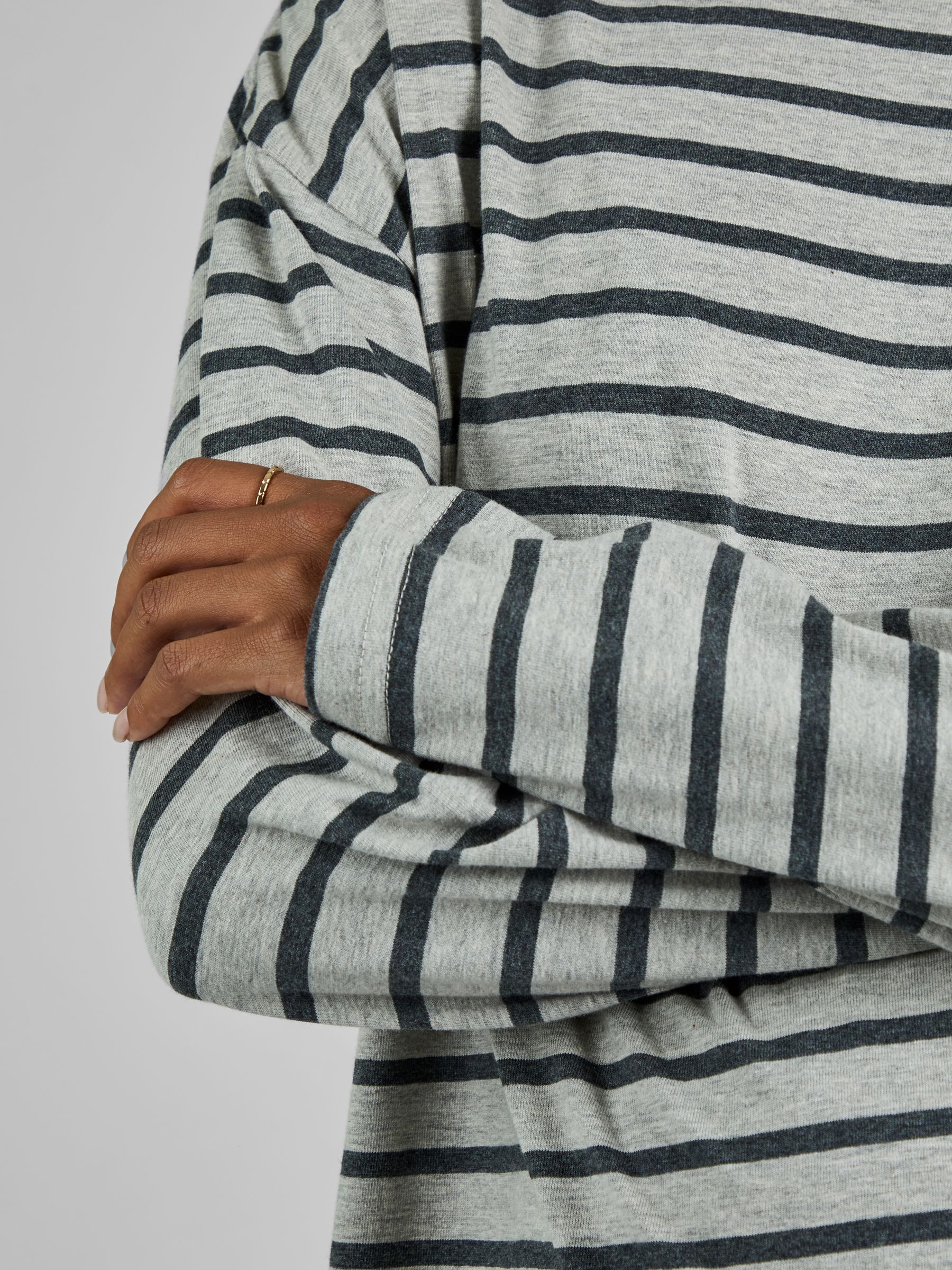 Grey Stripe Long Sleeve Boyfriend Maternity T-Shirt - Image 4 of 4