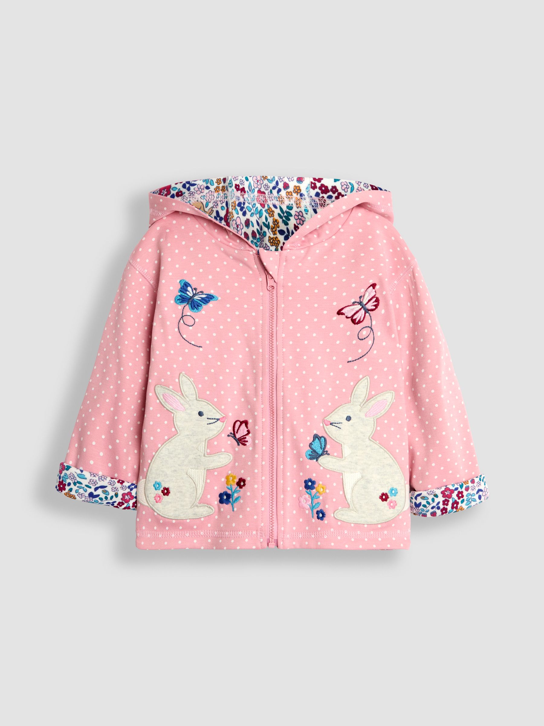 Rose Pink Bunny Appliqué Reversible Hoodie - Image 2 of 8
