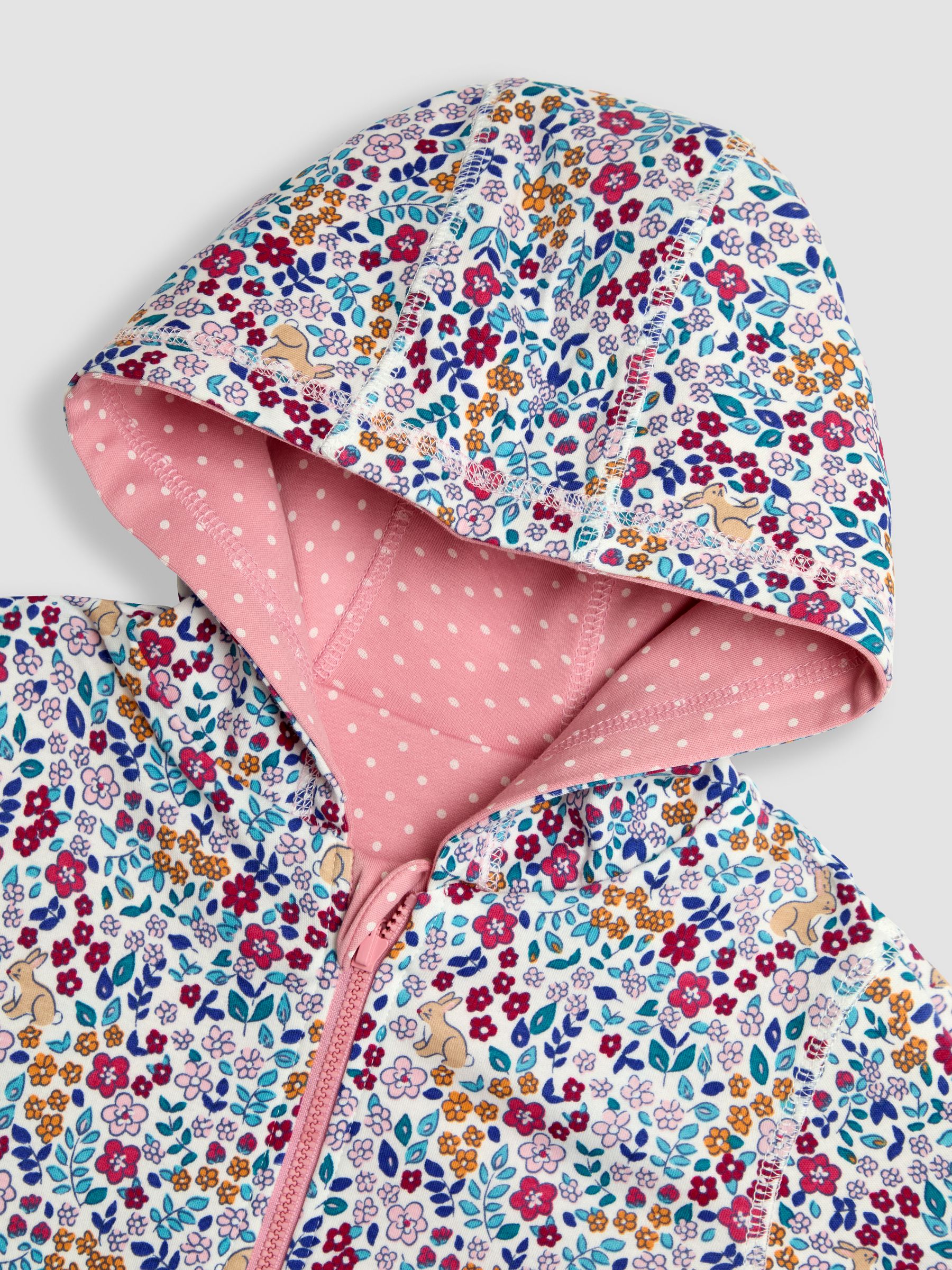 Rose Pink Bunny Appliqué Reversible Hoodie - Image 7 of 8