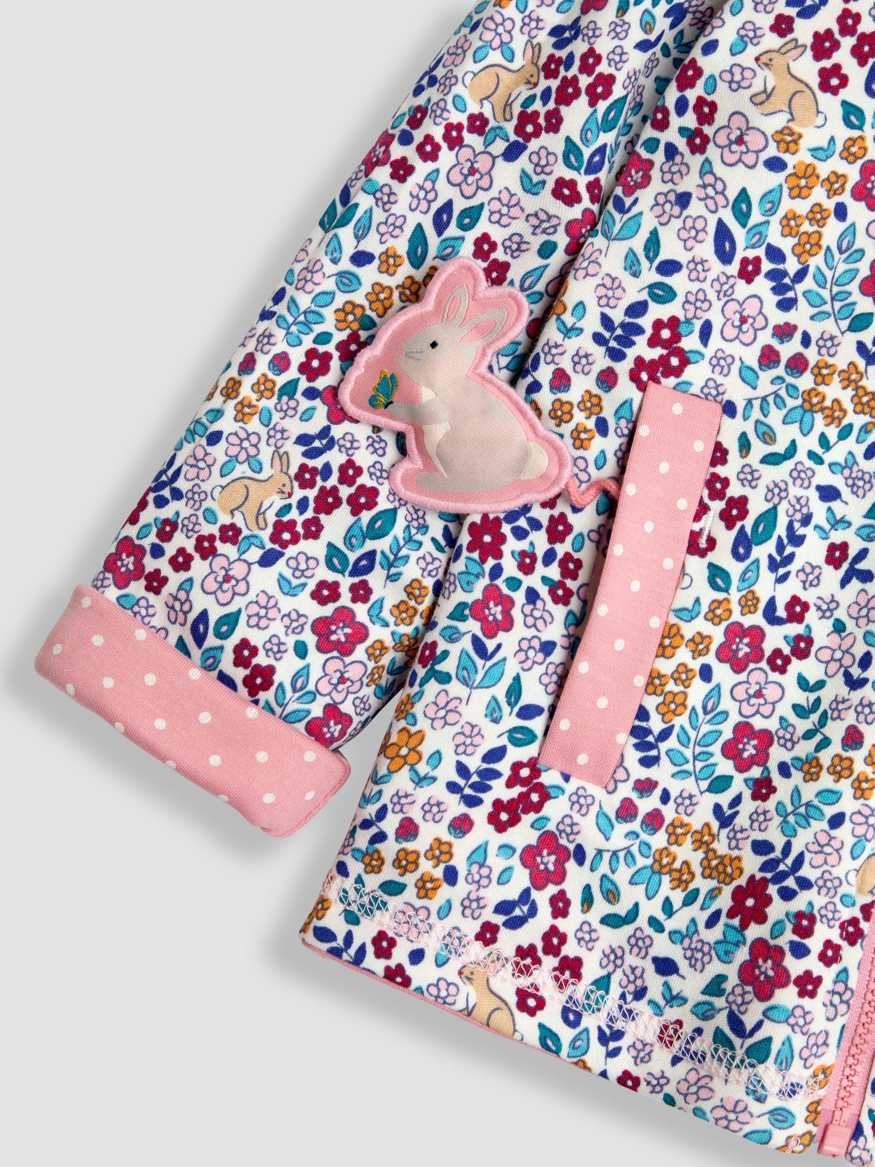 Rose Pink Bunny Appliqué Reversible Hoodie - Image 8 of 8