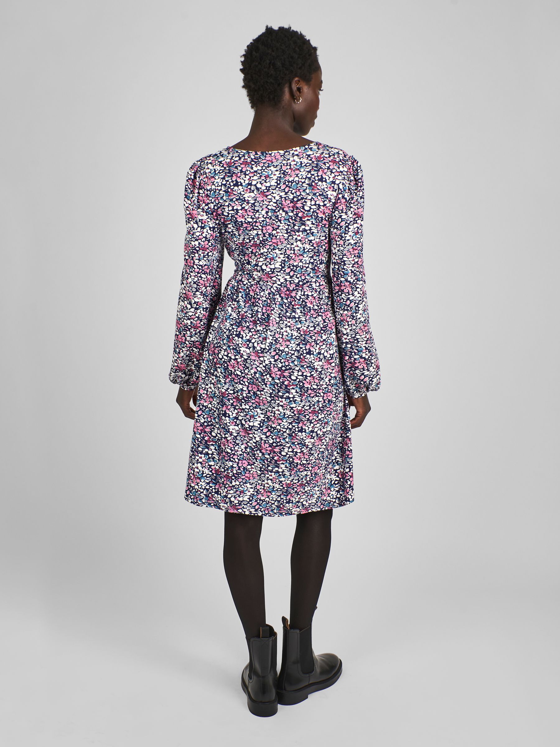 Navy Blue Maternity Floral Buttoned Through Dress - Image 2 of 4