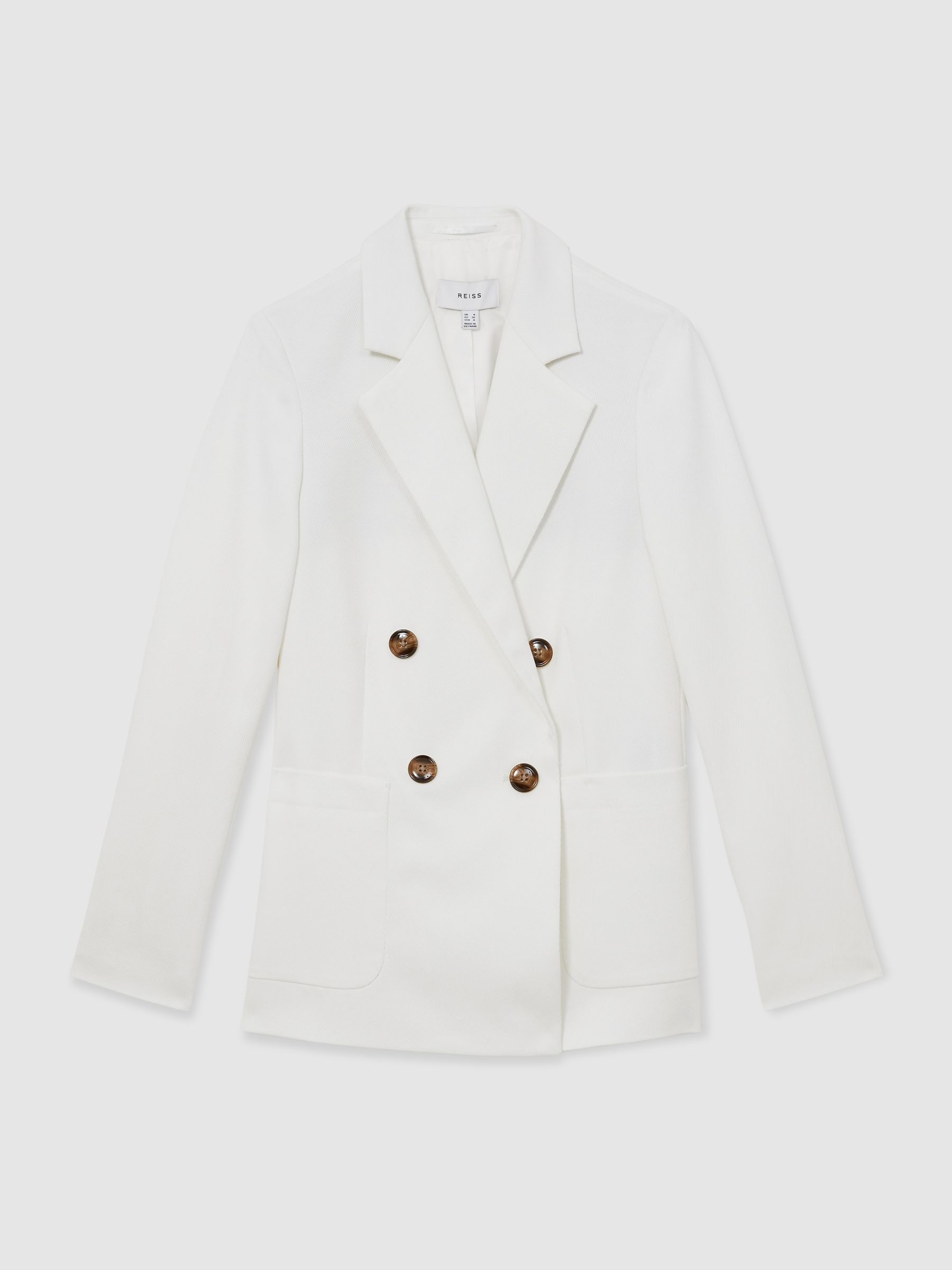 Double-Breasted Notch-Lapel Blazer in White - Image 2 of 6