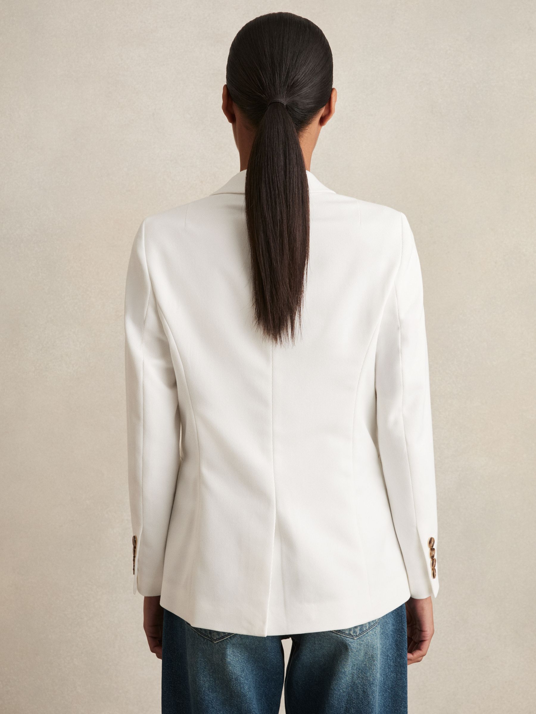 Double-Breasted Notch-Lapel Blazer in White - Image 5 of 6