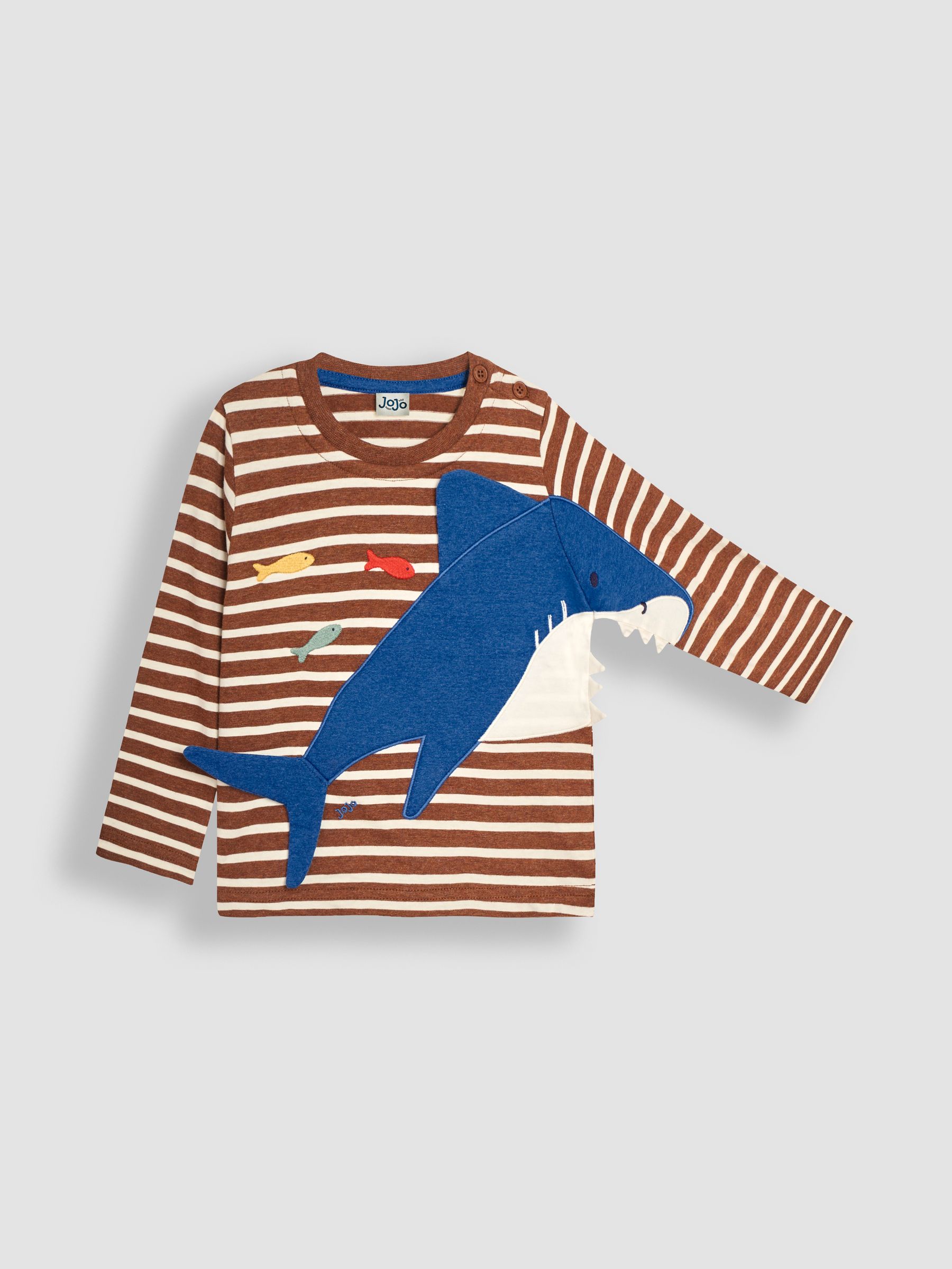 Toffee Brown Snapping Shark Novelty Appliqué Top - Image 1 of 3