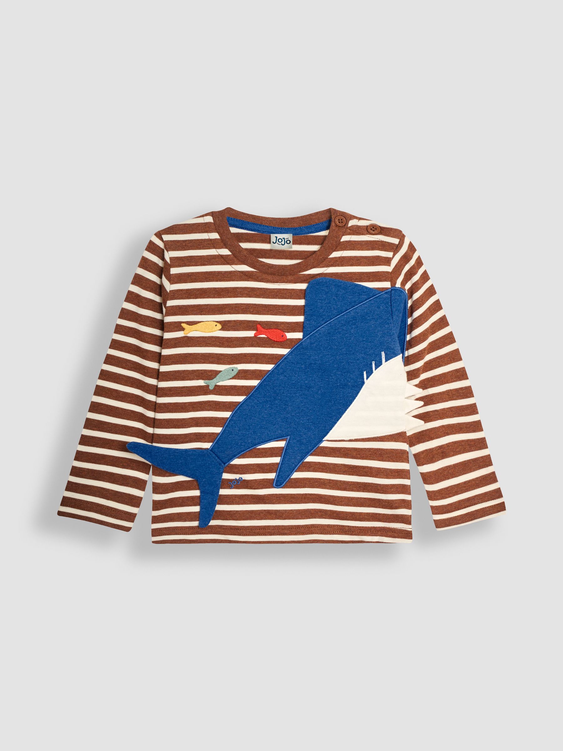 Toffee Brown Snapping Shark Novelty Appliqué Top - Image 3 of 3