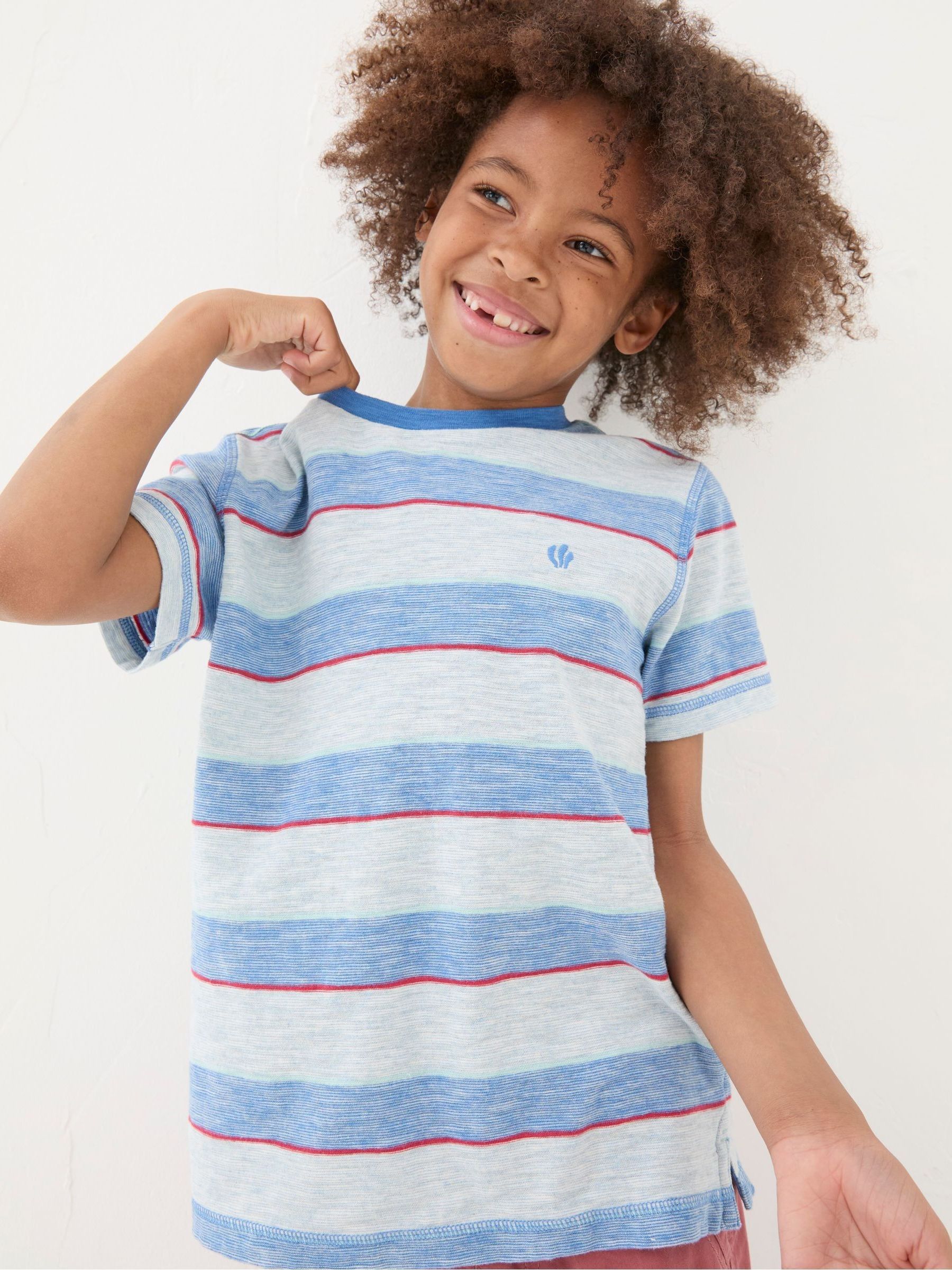 Blue Multi Fine Stripe T-Shirt - Image 3 of 4