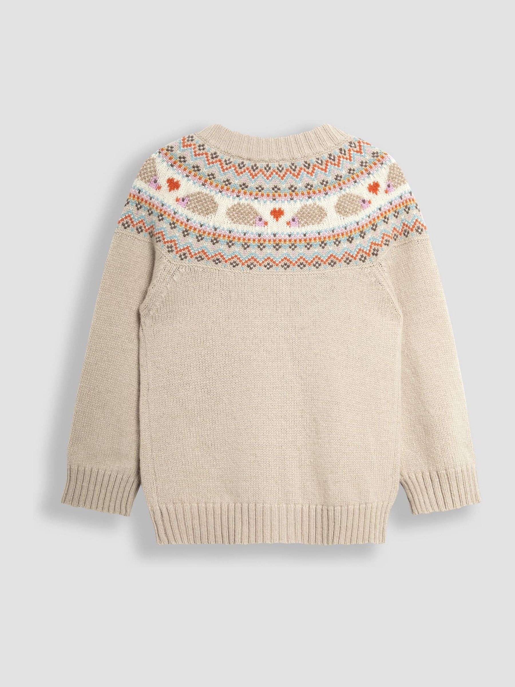 Natural Hedgehog Knit Fairisle Pattern Cardigan - Image 2 of 3