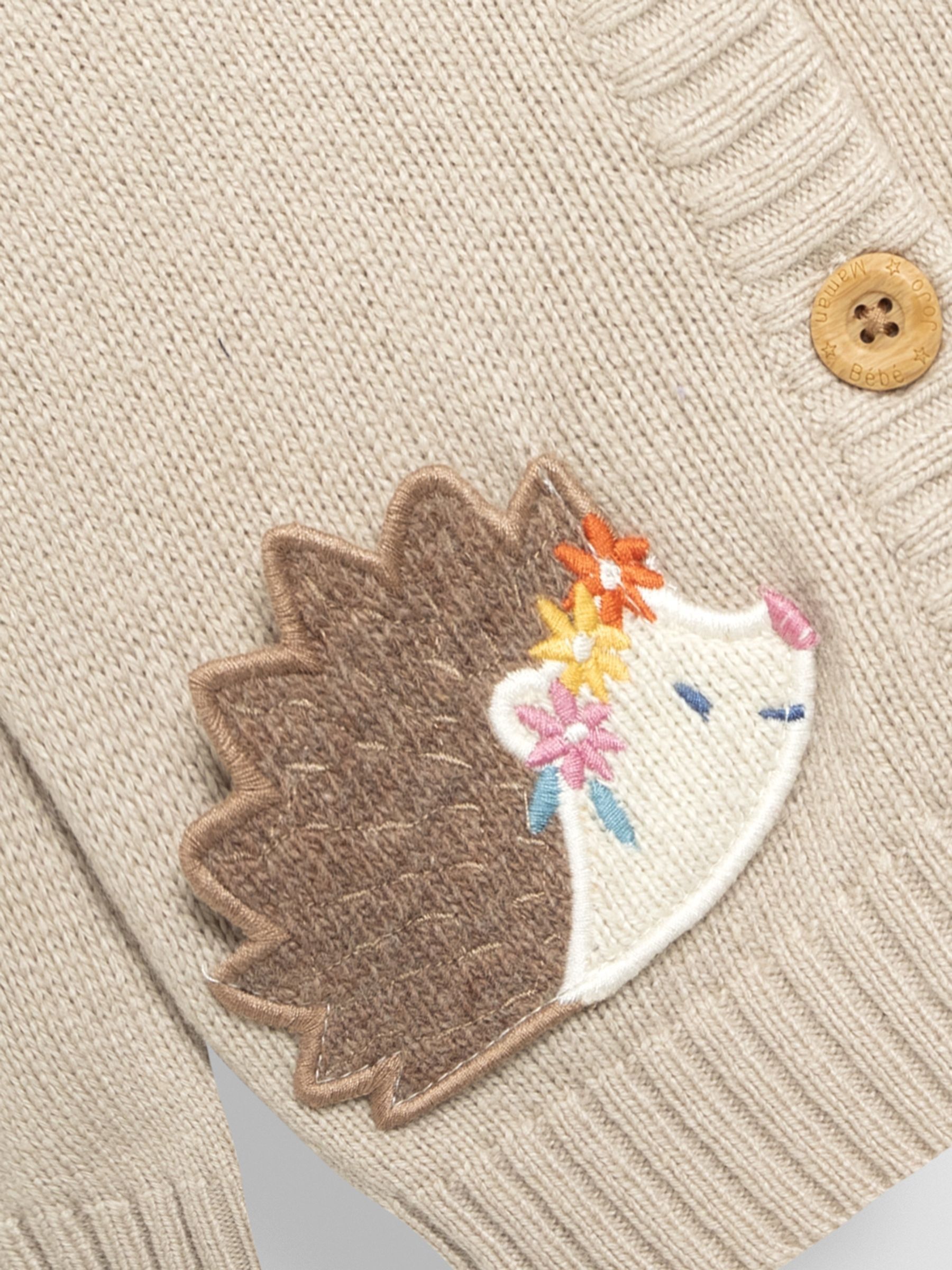 Natural Hedgehog Knit Fairisle Pattern Cardigan - Image 3 of 3