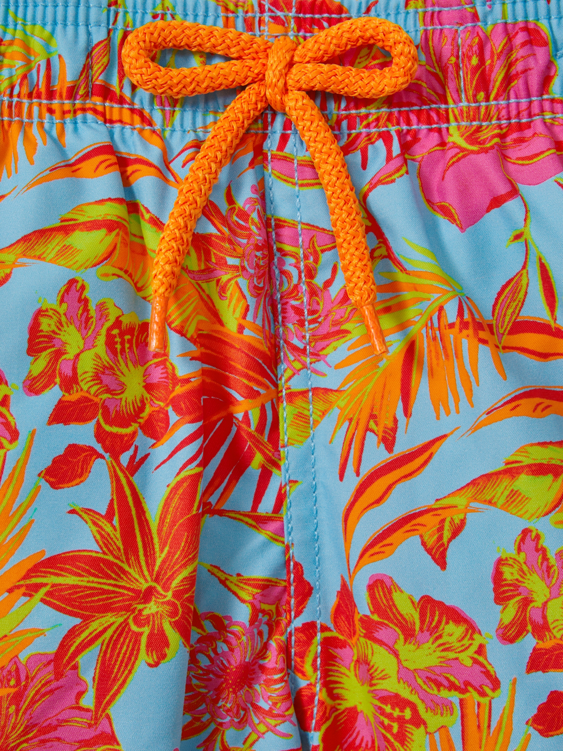 Vilebrequin Tropical Print Drawstring Swim Shorts in Santorin Orange - Image 2 of 2