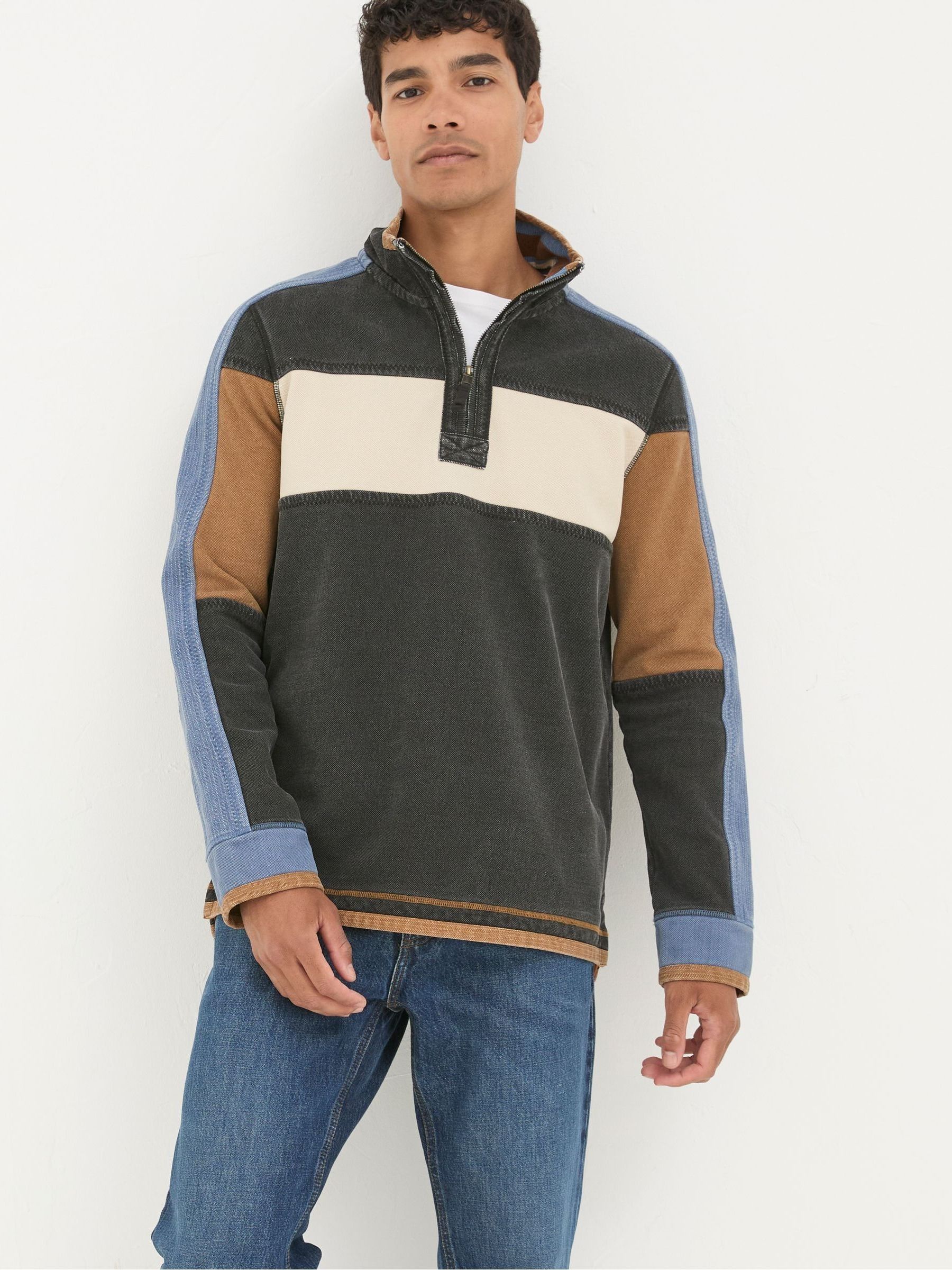 Airlie Washed Black Panel Sweatshirt FatFace