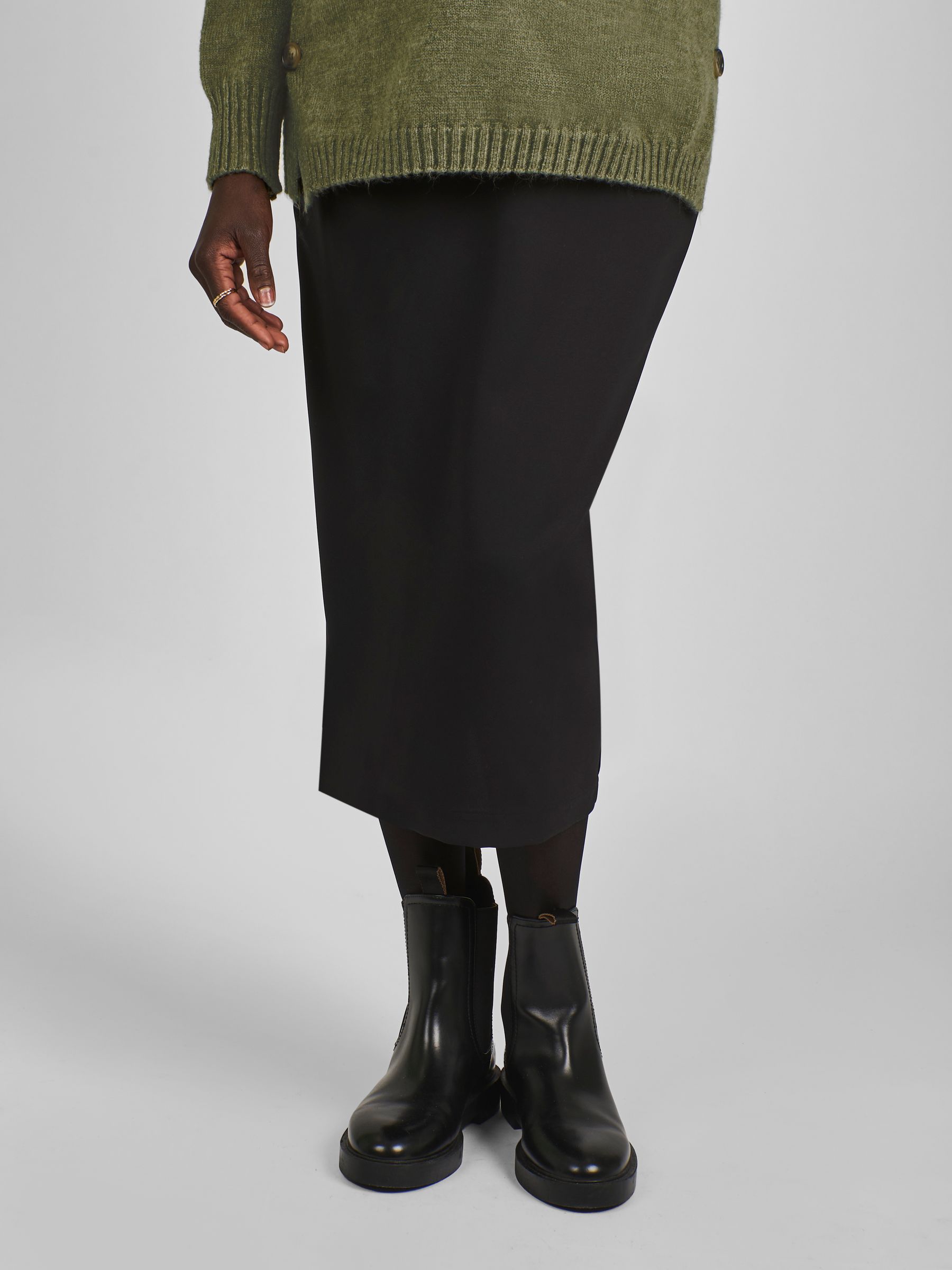 Black Maternity Drawstring Midi Skirt - Image 1 of 4