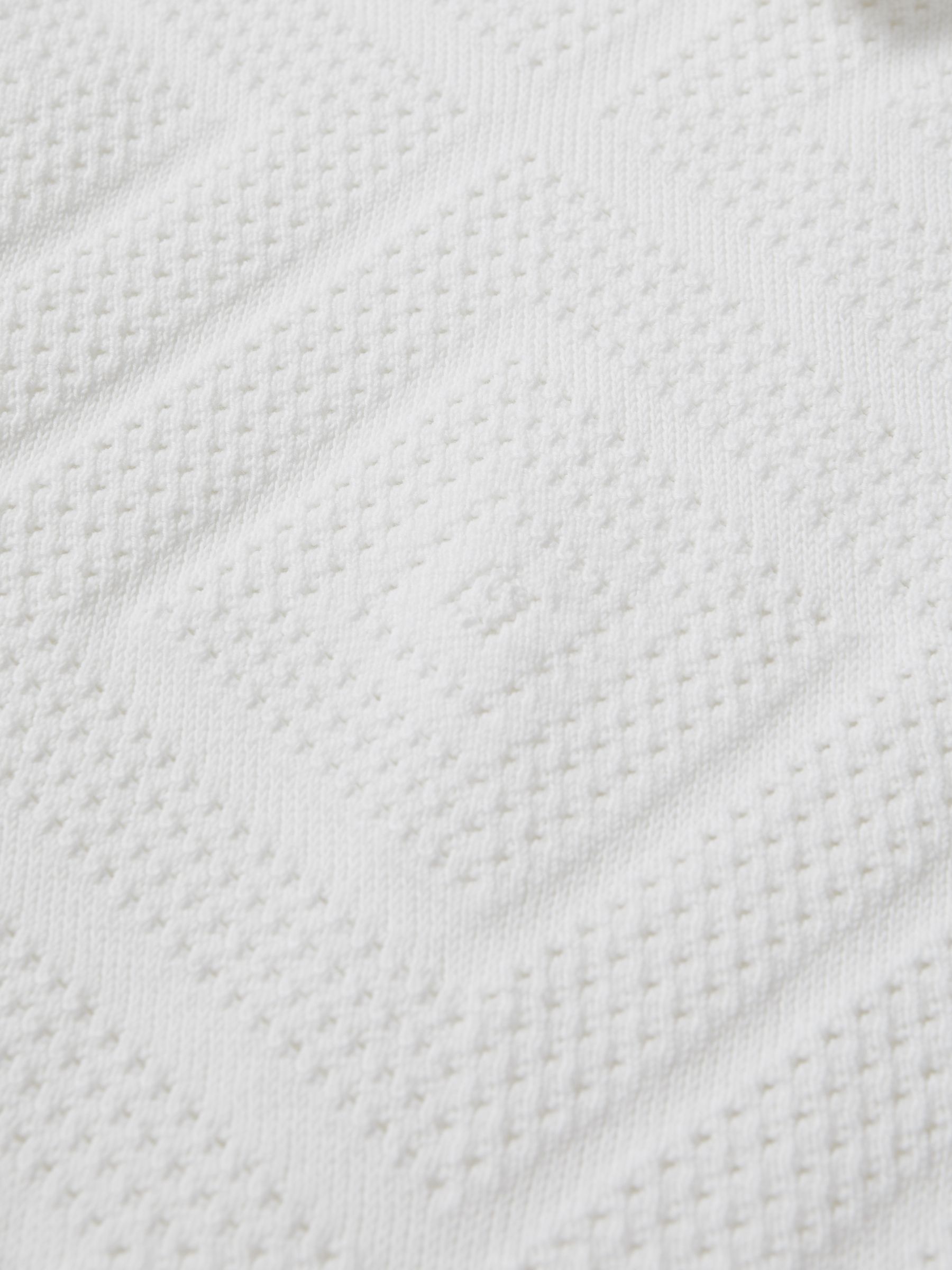 Cotton Textured Press-Stud Polo Shirt in Optic White - Image 6 of 6