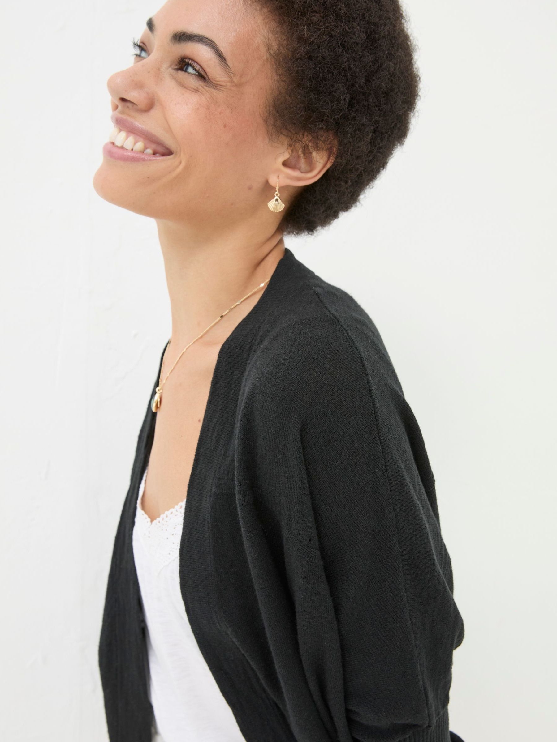 Iris Black Cocoon Edge Cardigan With Linen - Image 3 of 4
