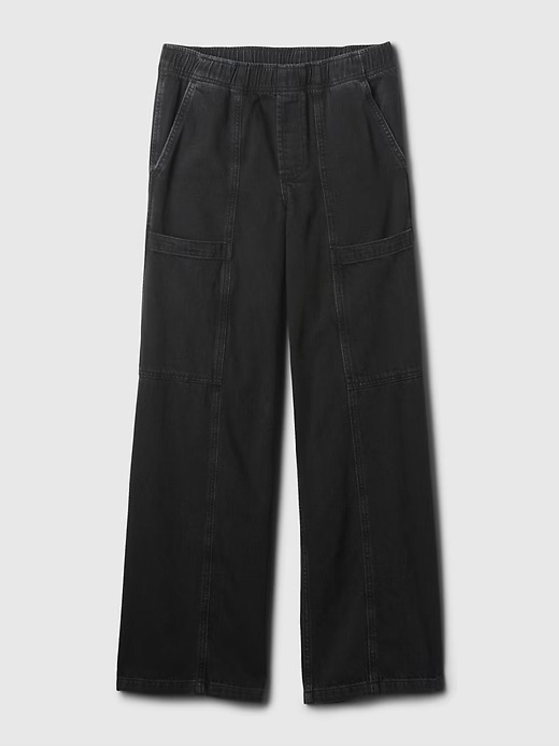 Black High Waisted Wide Leg Utility Easy Jeans - Image 5 of 7
