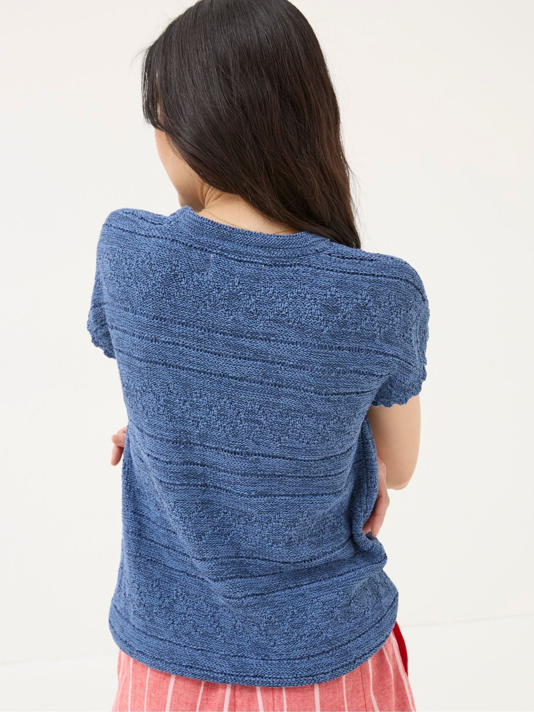 Tasmin Blue Ikat Knit T-Shirt - Image 2 of 4 Tasmin Blue Ikat Knit T-Shirt - Image 2 of 4