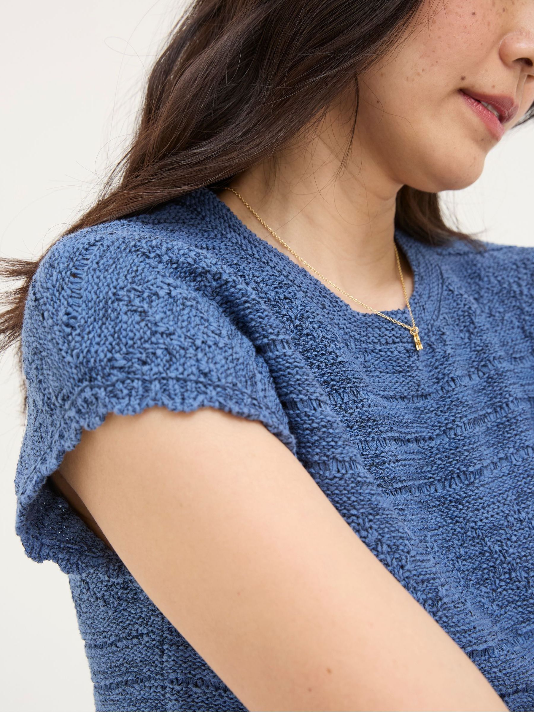 Tasmin Blue Ikat Knit T-Shirt - Image 3 of 4