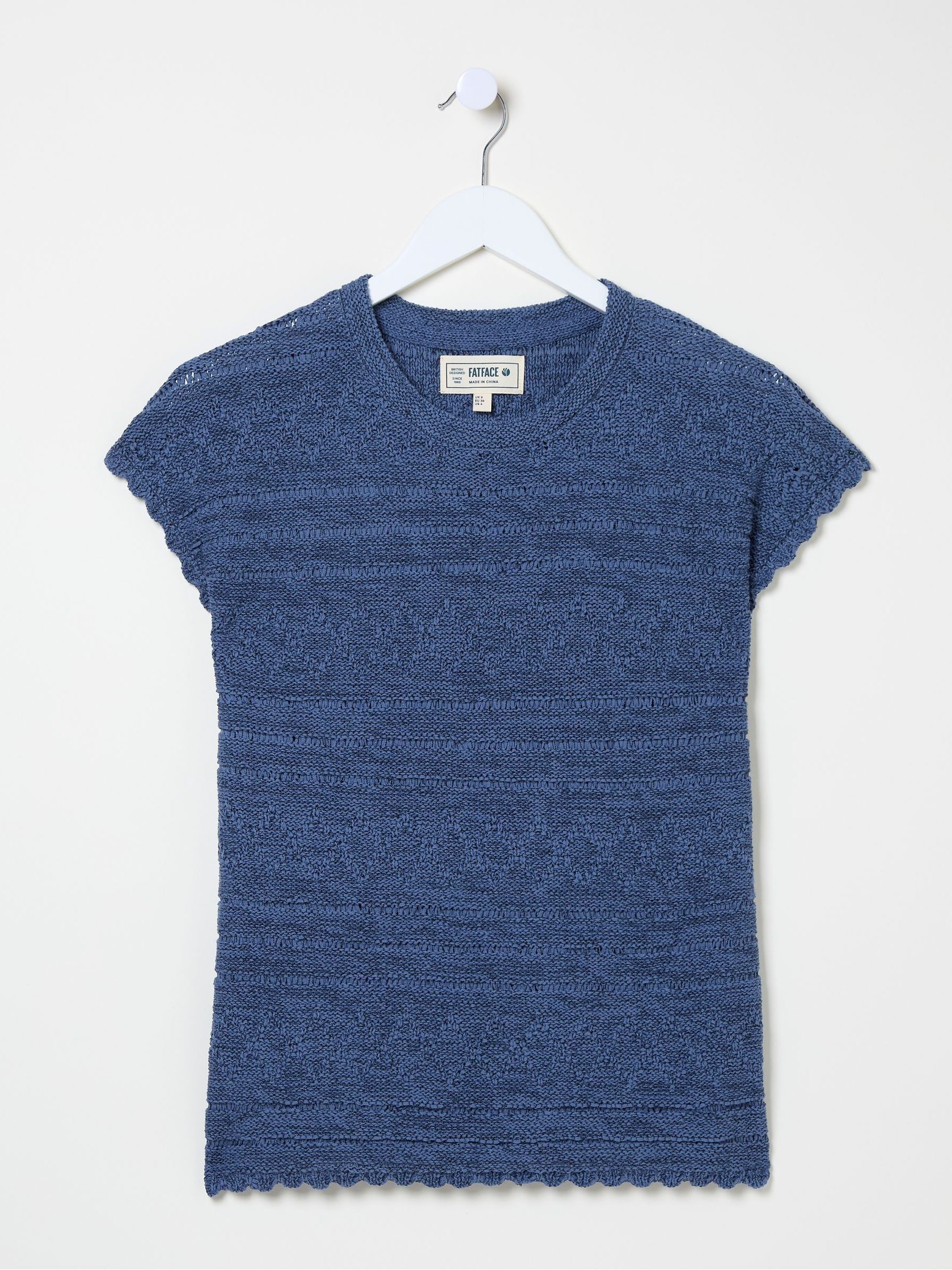Tasmin Blue Ikat Knit T-Shirt - Image 4 of 4