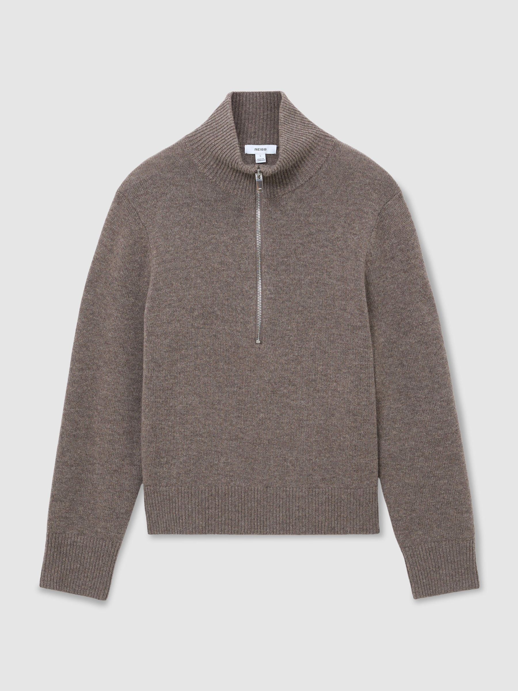 Wool-Cashmere Half-Zip Jumper in Dark Neutral - Image 2 of 6