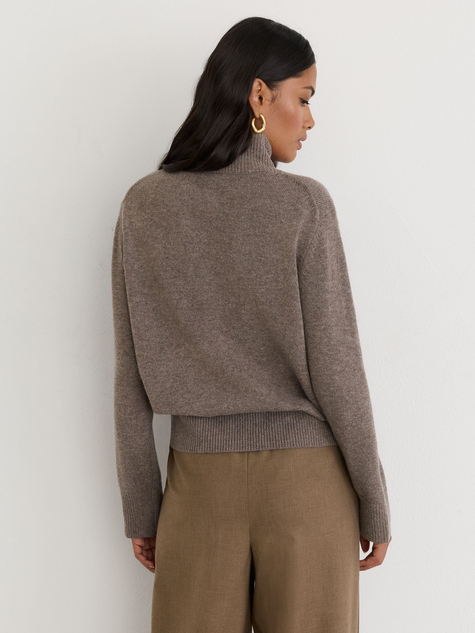 Wool-Cashmere Half-Zip Jumper in Dark Neutral - Image 5 of 6