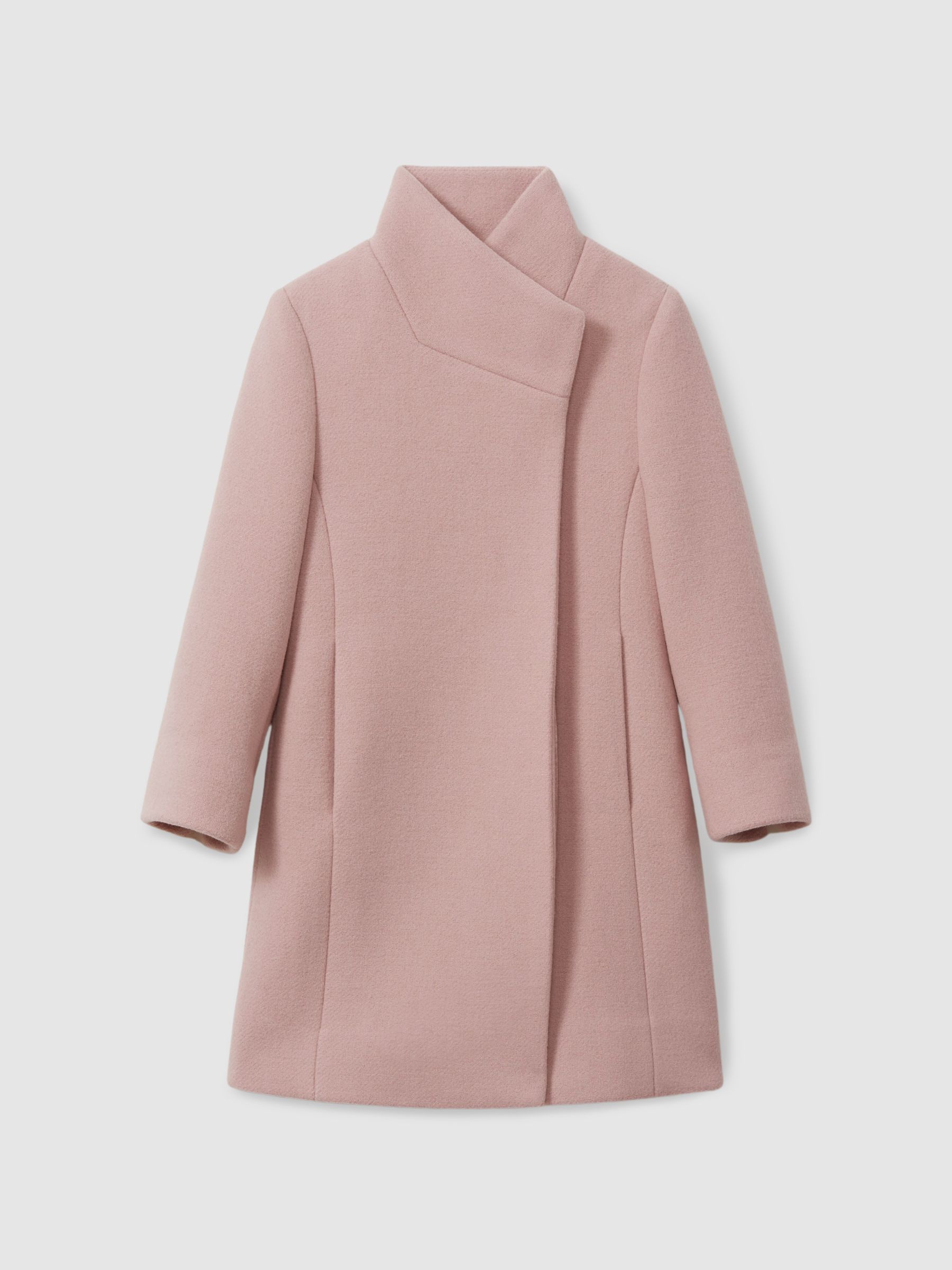 13-14 yrs Wool Blend Funnel Neck Coat in Pink - Image 1 of 4