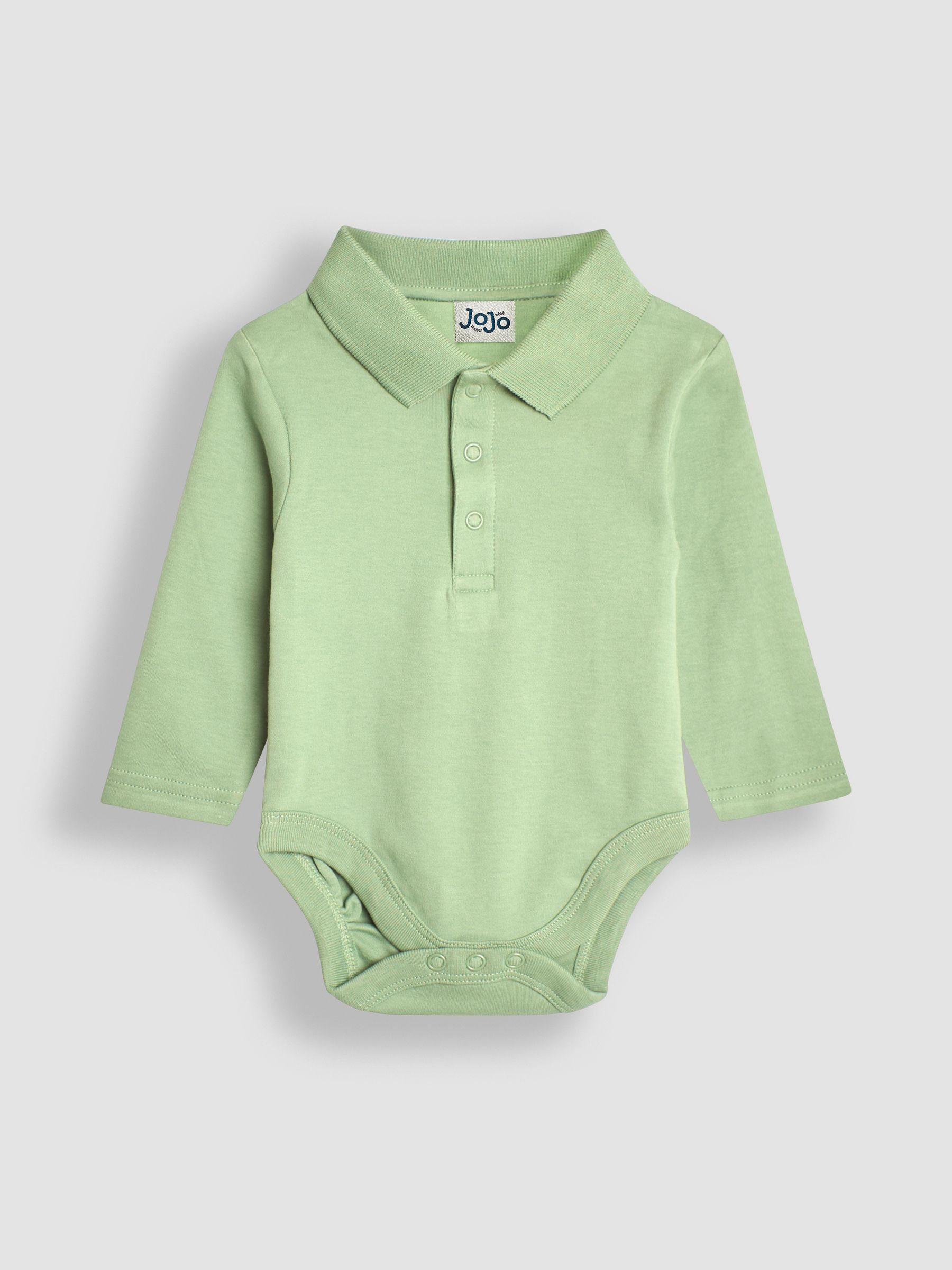 Green Plain Long Sleeve Polo Shirt Bodysuit - Image 1 of 3