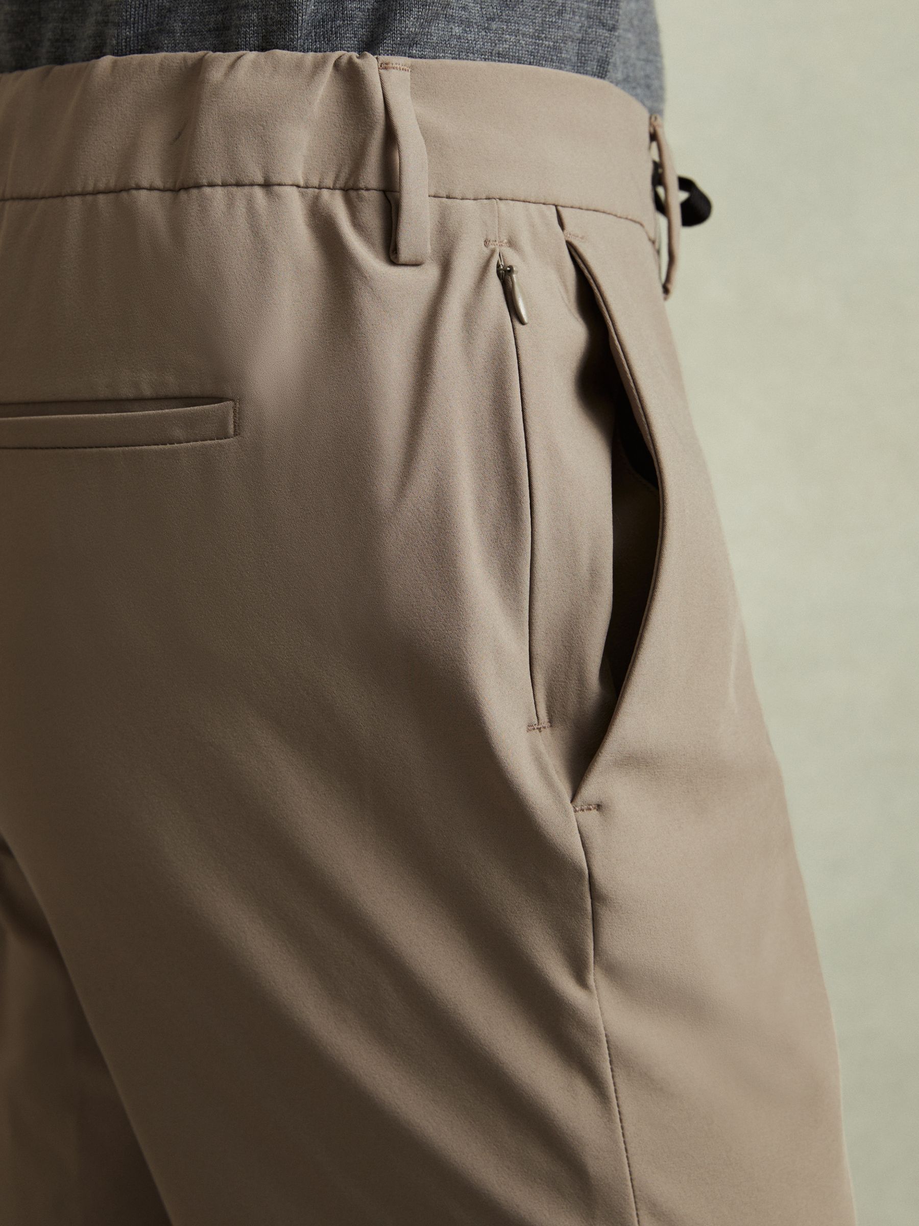 Technical Drawstring Trousers in Taupe Brown - Image 3 of 5