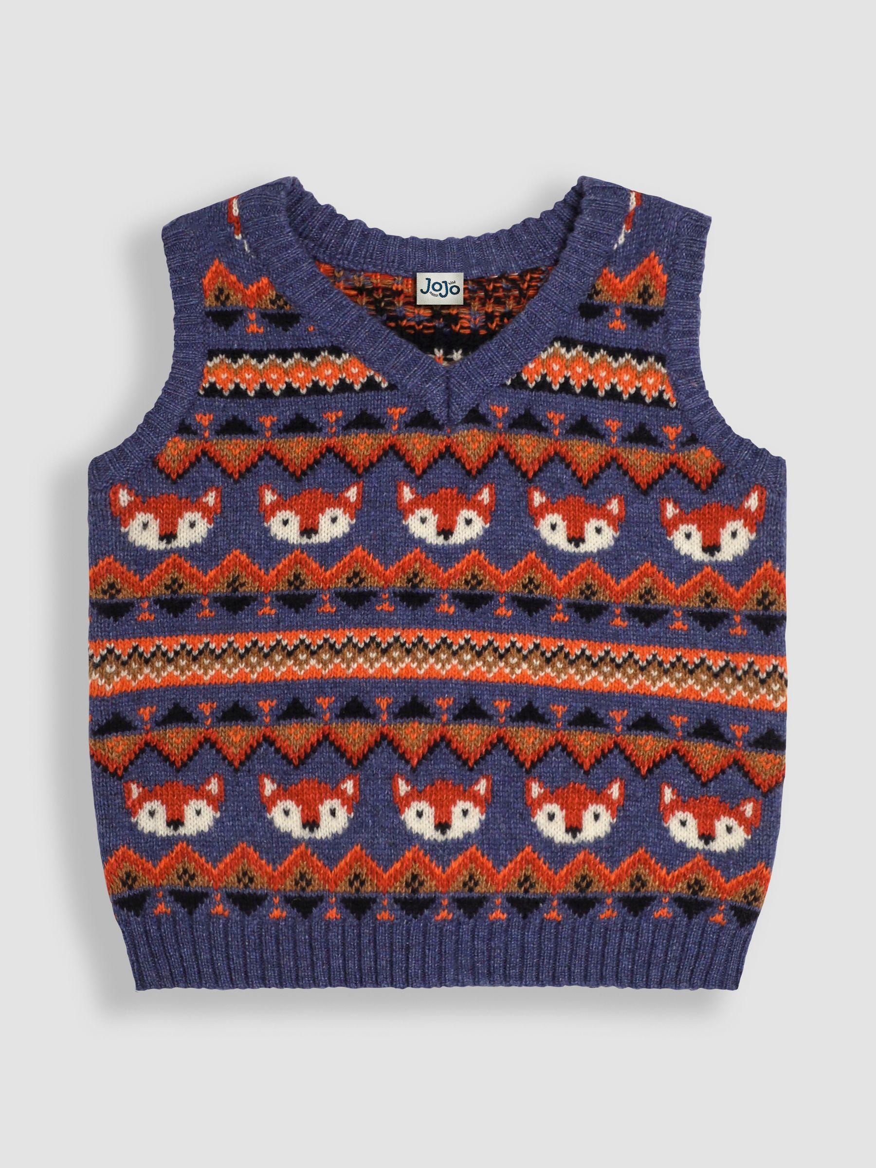 Denim Blue Fox Knit FairIsle Pattern Tank Top - Image 1 of 3