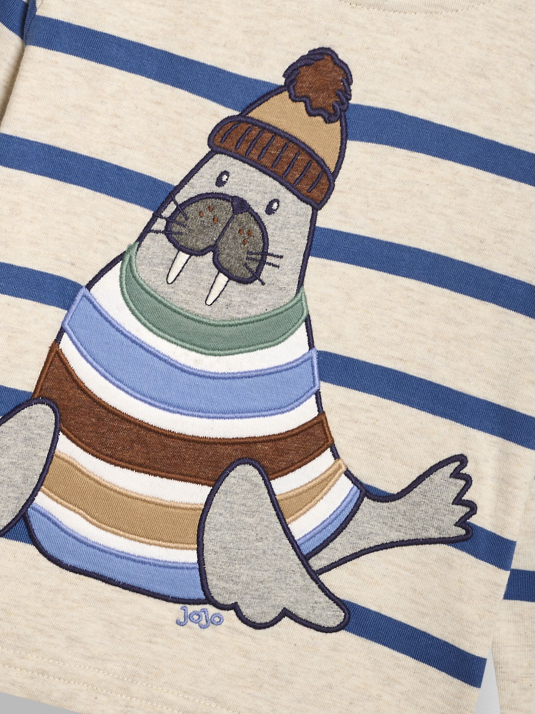 Natural Walrus Long Sleeve Button Shoulder Striped Appliqué Top - Image 3 of 3