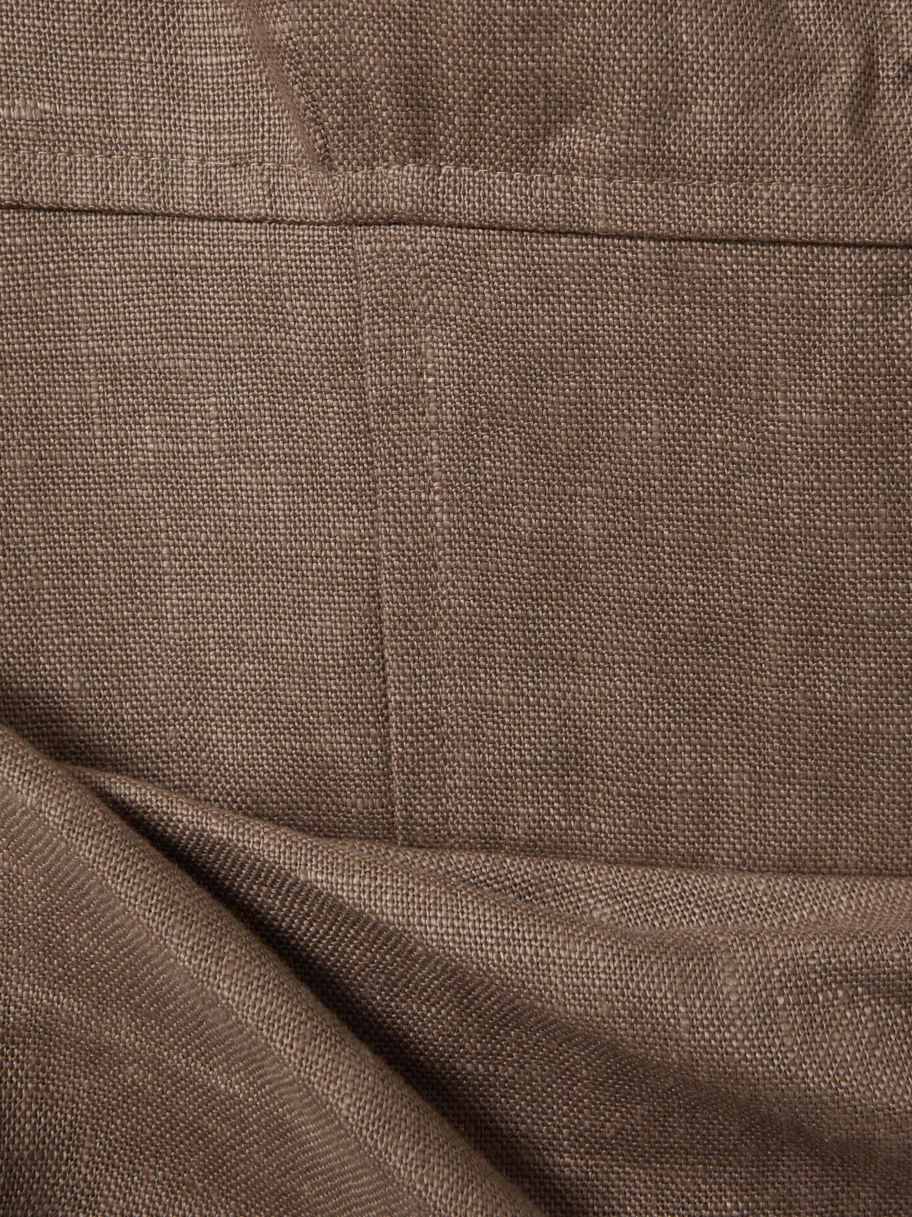 Linen Pleat Detail Mini Dress in Brown - Image 6 of 6