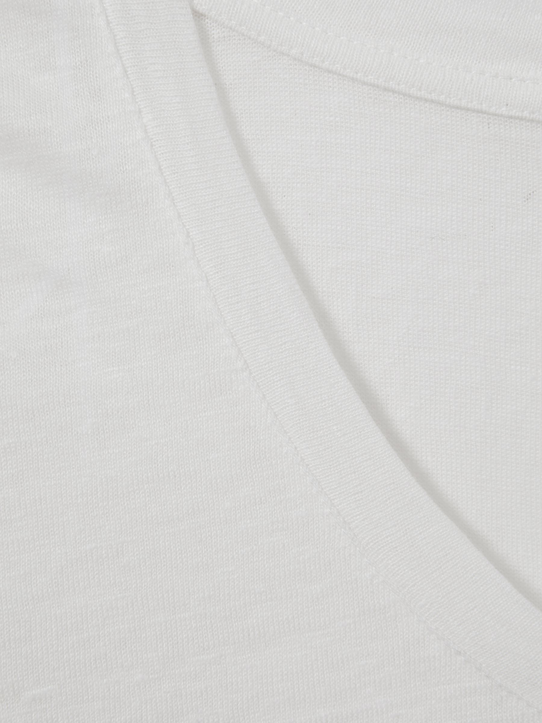 Marled Linen V Neck T-Shirt in White - Image 6 of 6