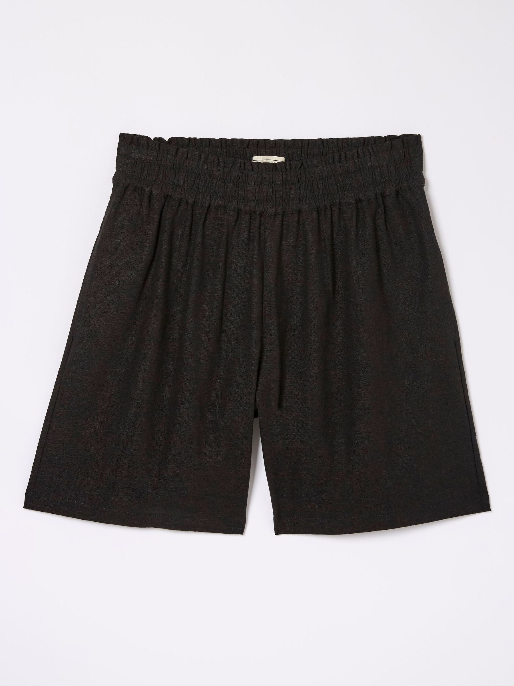 Tadley Black Linen Shirred Waist Shorts - Image 6 of 6