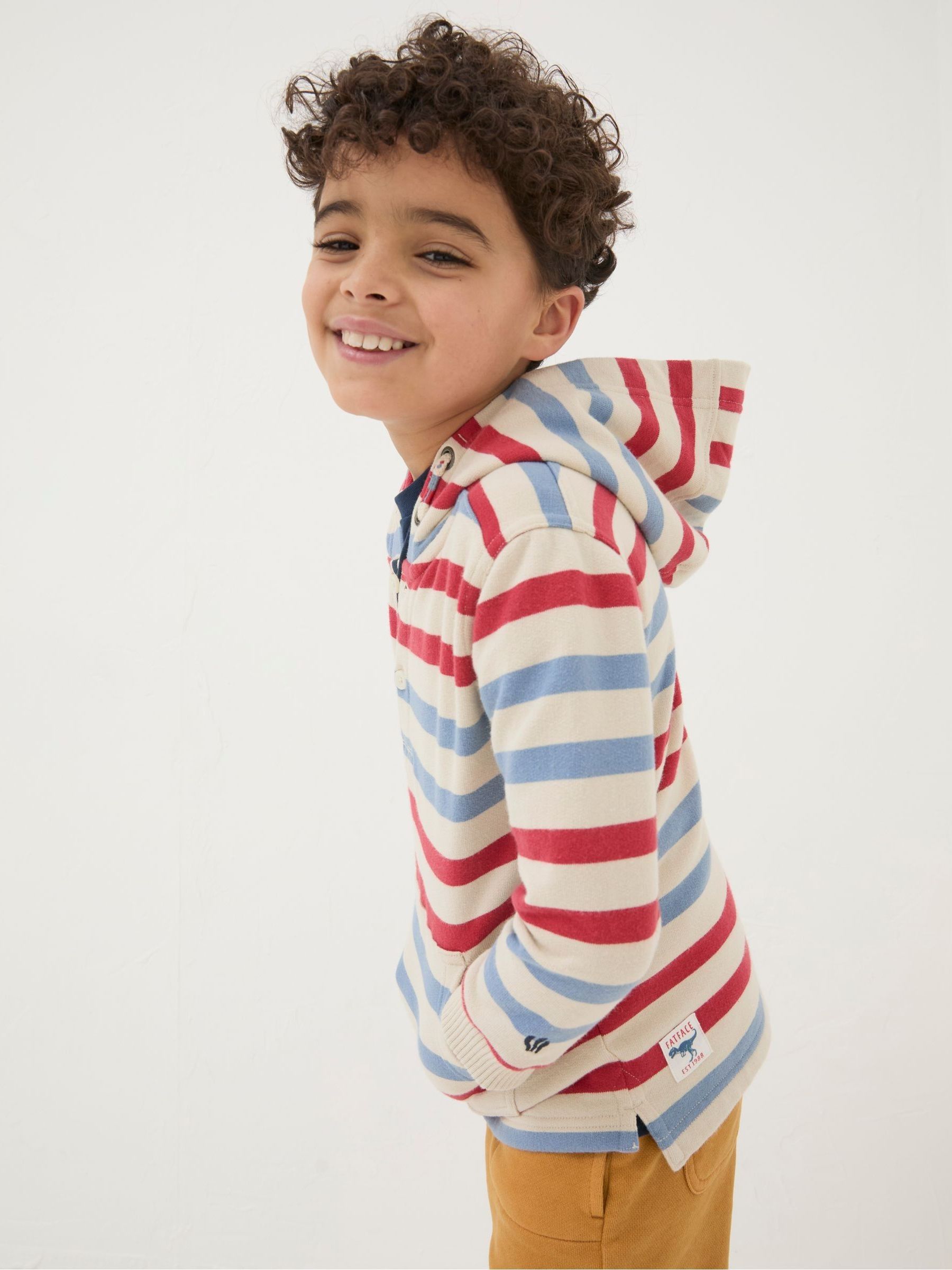 Natural Stripe Half Neck Hoodie - Image 3 of 5