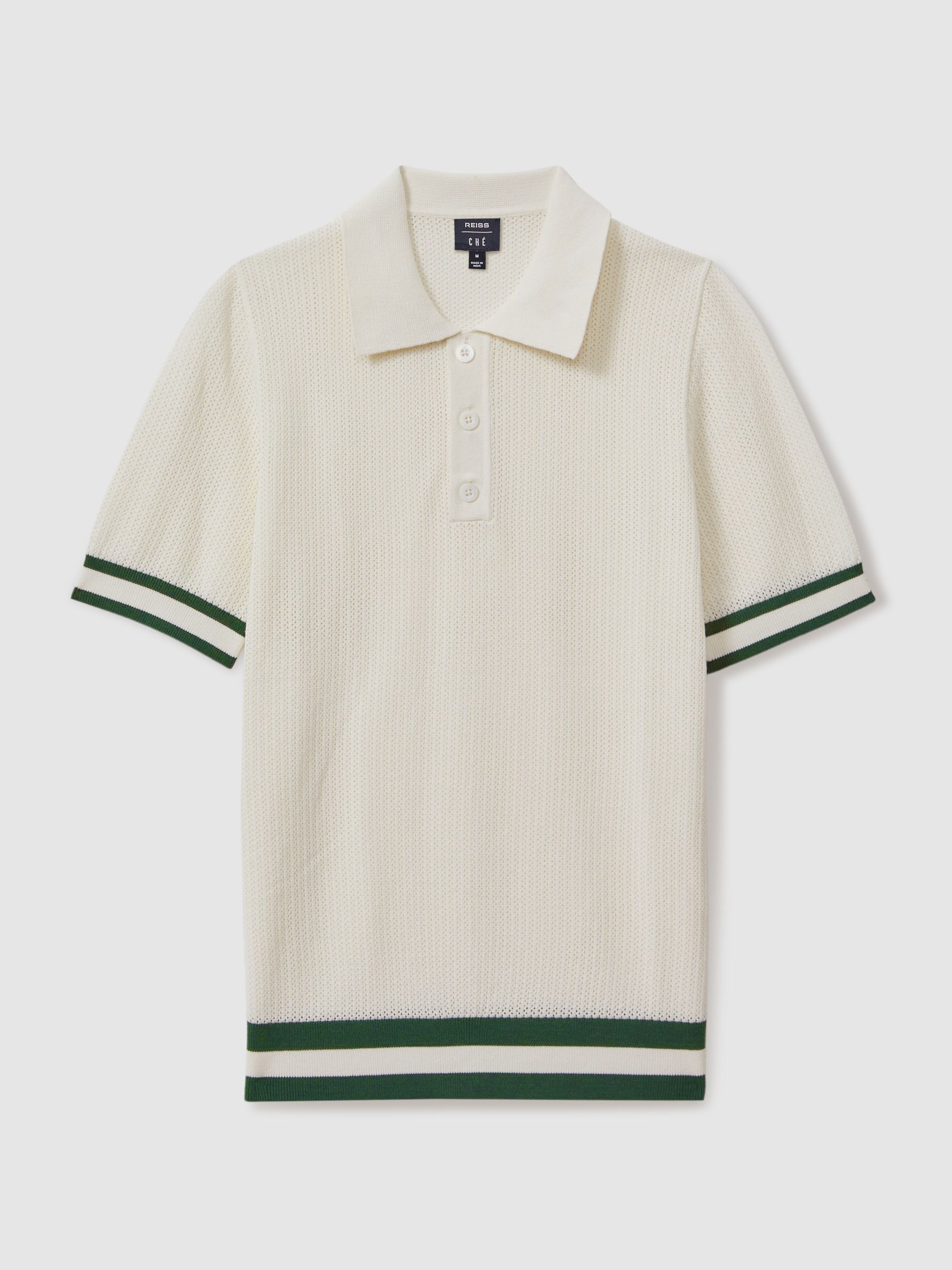 Reiss | Ché Knitted Half-Button Polo Shirt in White - Image 2 of 5