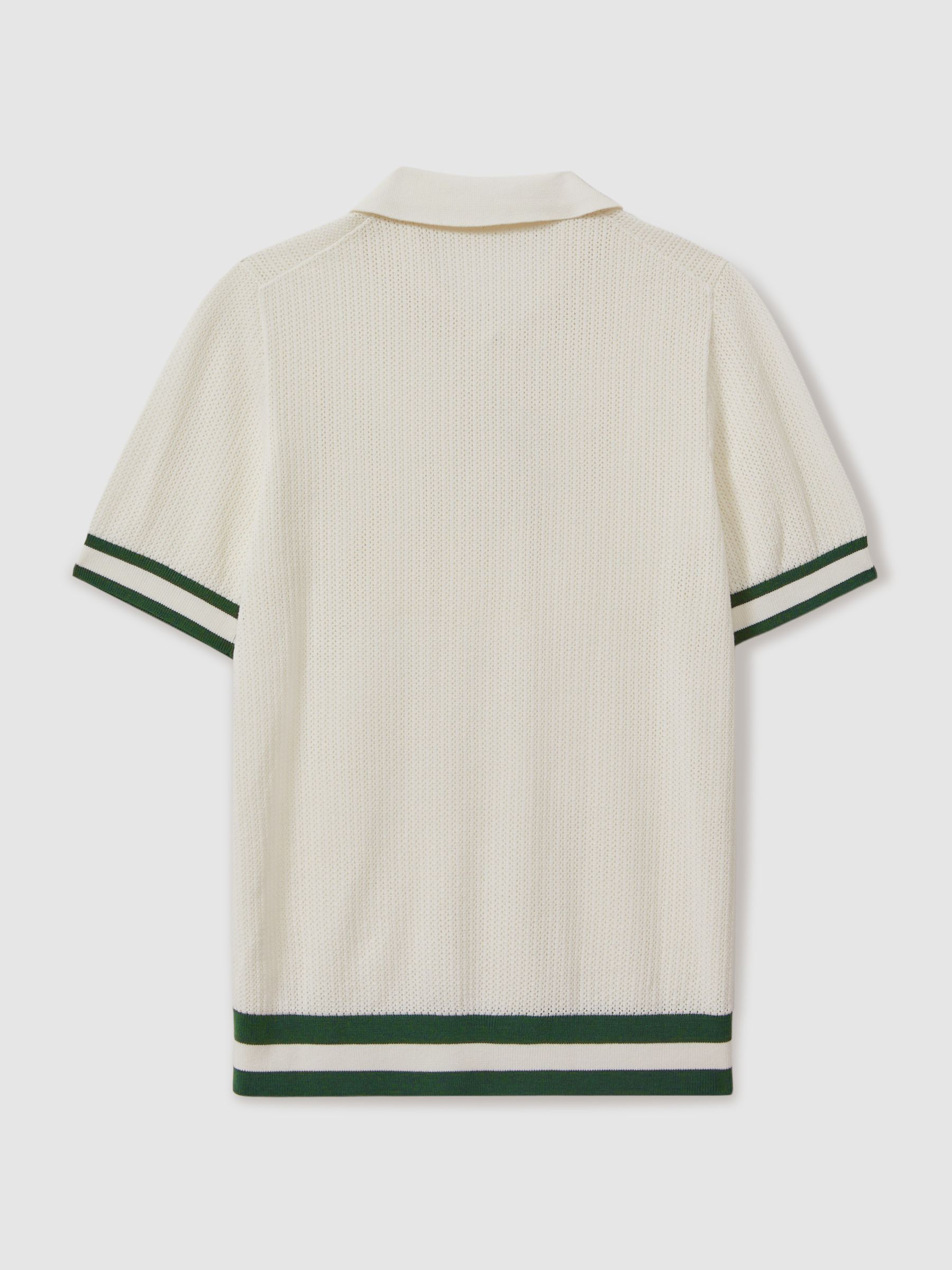 Reiss | Ché Knitted Half-Button Polo Shirt in White - Image 3 of 5