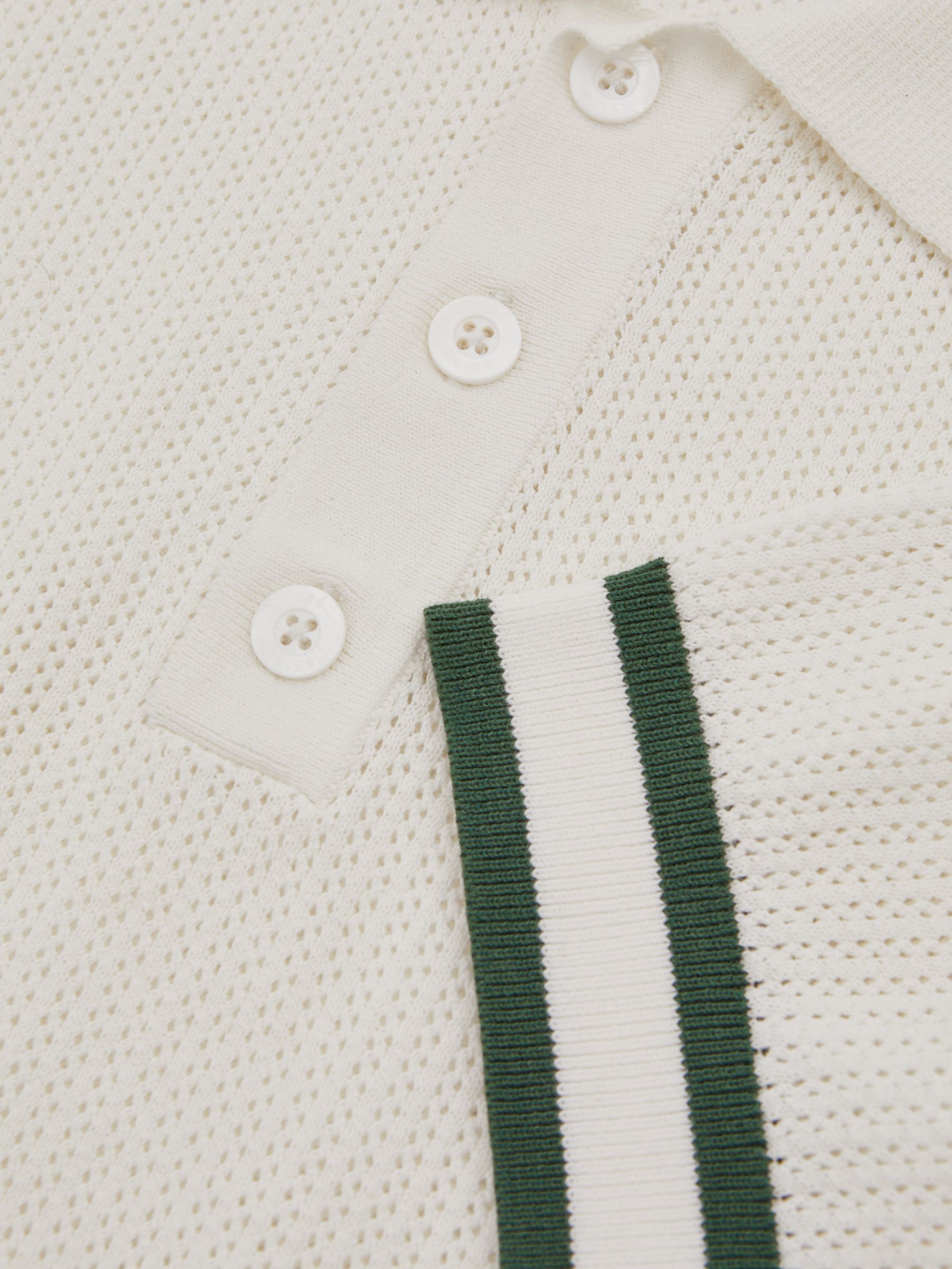 Reiss | Ché Knitted Half-Button Polo Shirt in White - Image 4 of 5