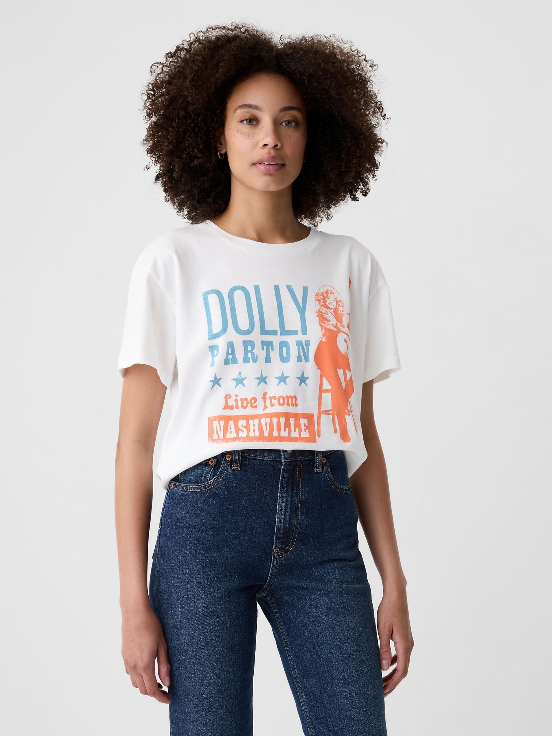 White Dolly Parton Cotton Short Sleeve T-Shirt - Image 1 of 5